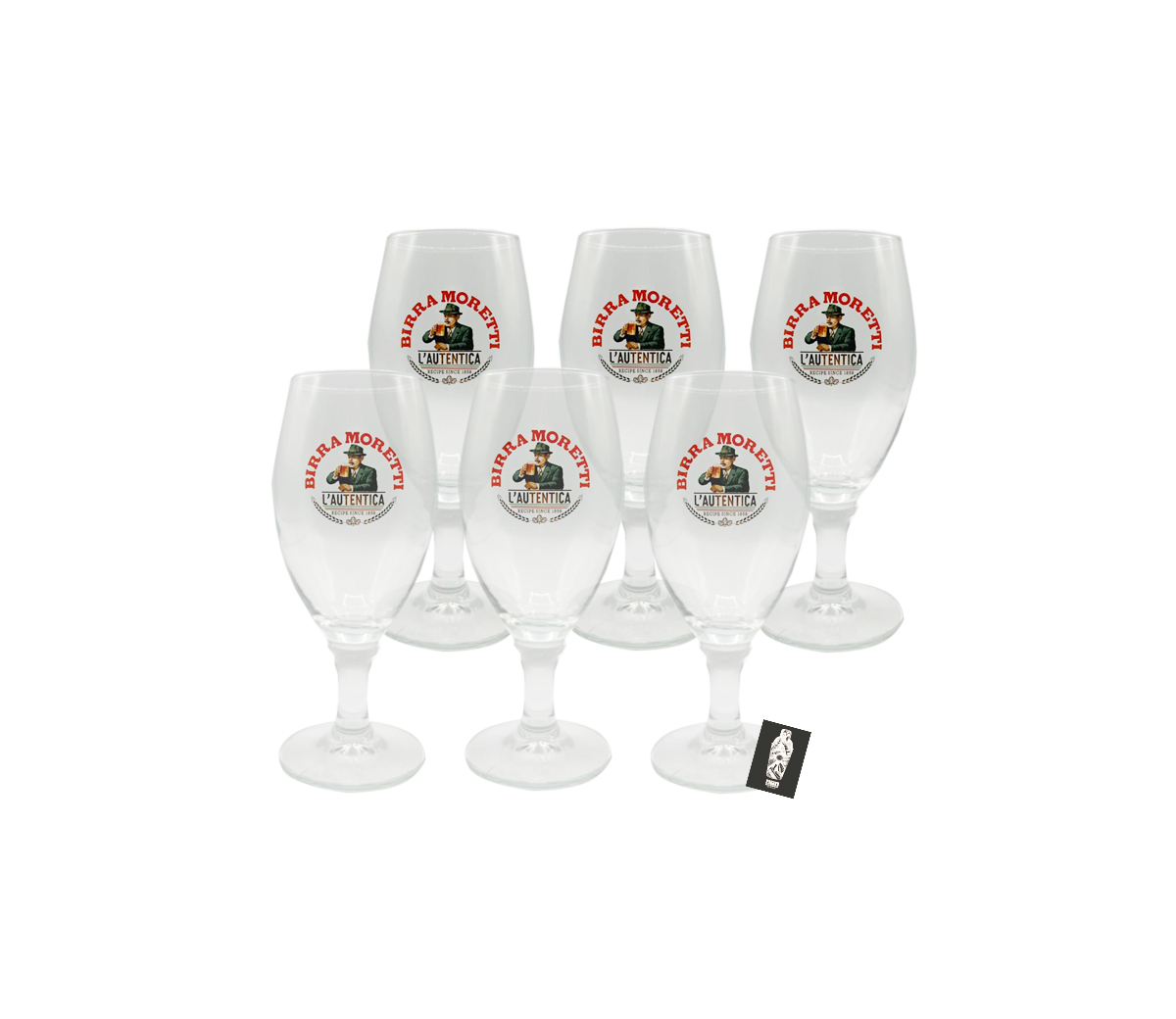Birra Moretti Bierglas 0,25L 6er Set 6 x Tulpe mit 0,25l Eichung