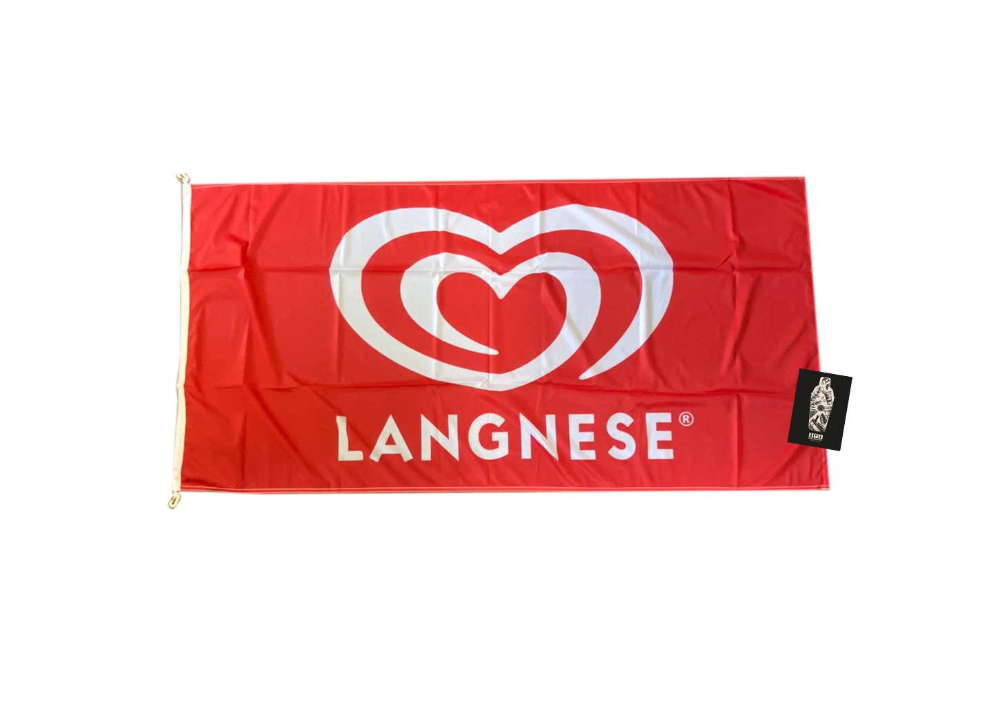 Langnese Banner Fahne Flagge mit 2 Karabinerhaken Maße 193 x 95 cm Material Polyester inkl. Mixcompany Postkarte