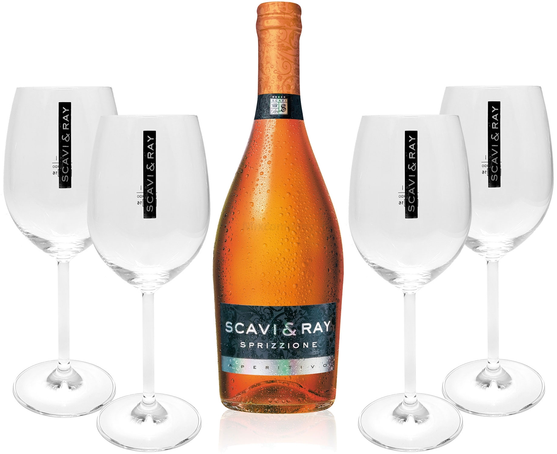 Scavi & Ray Sprizzione Aperitivo 0,75l (8% Vol) + 4x Ballon Gläser (20cl) -[Enthält Sulfite]