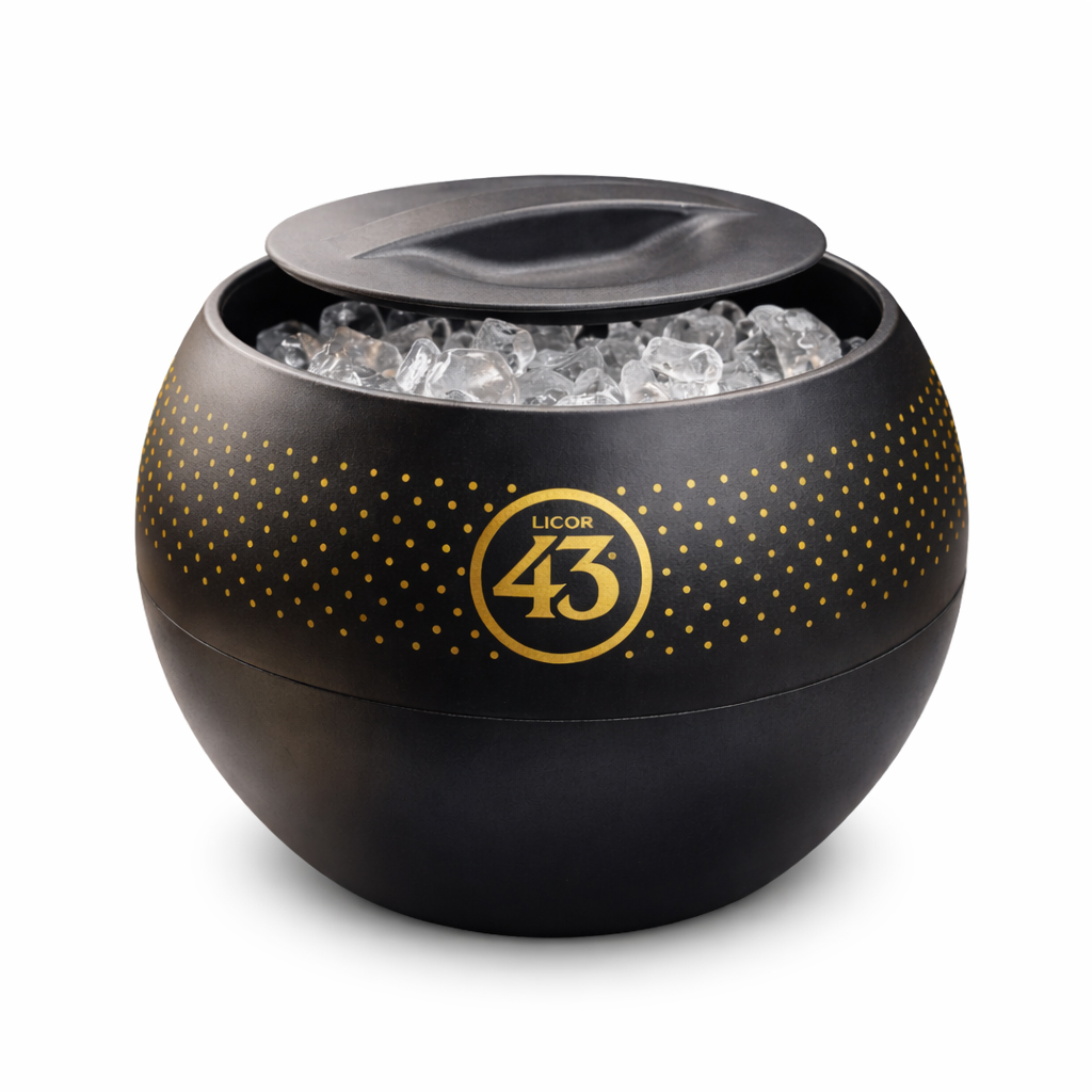 Licor 43 Flaschenkühler Schwarz – Eisbox mit Deckel & Abtropfboden, ca. 26 cm | Lieferung ohne Flaschen