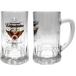 Heidelberger Weihnachtsbier Krug Glas mit Henkel 0,2 l - 2 Stück
