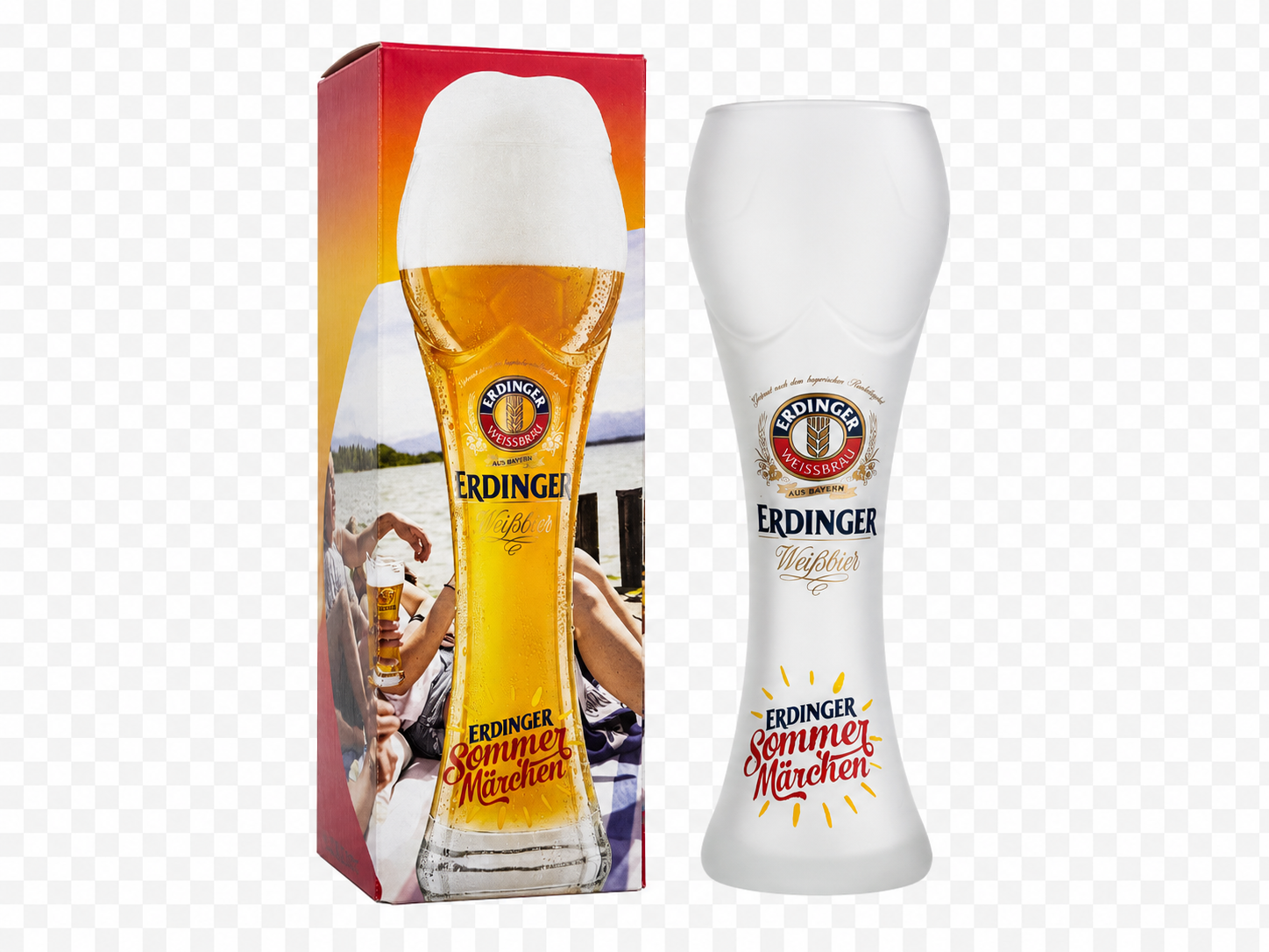ERDINGER Sommermärchen Pokalglas 0,5 l – Mattiertes Weißbierglas mit Geschenkverpackung | Limitierte Edition