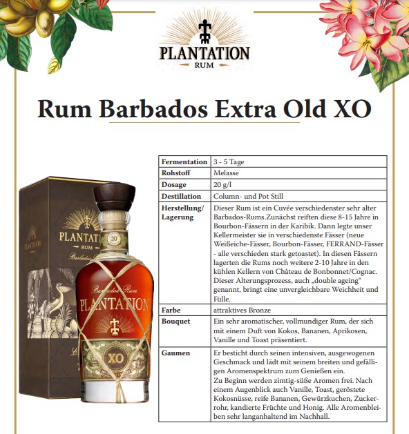 Plantation Rum Geschenkset Barbados Extra Old XO 0,7L (40% Vol) + 2x Tumbler Kristalloptik- [Enthält Sulfite]