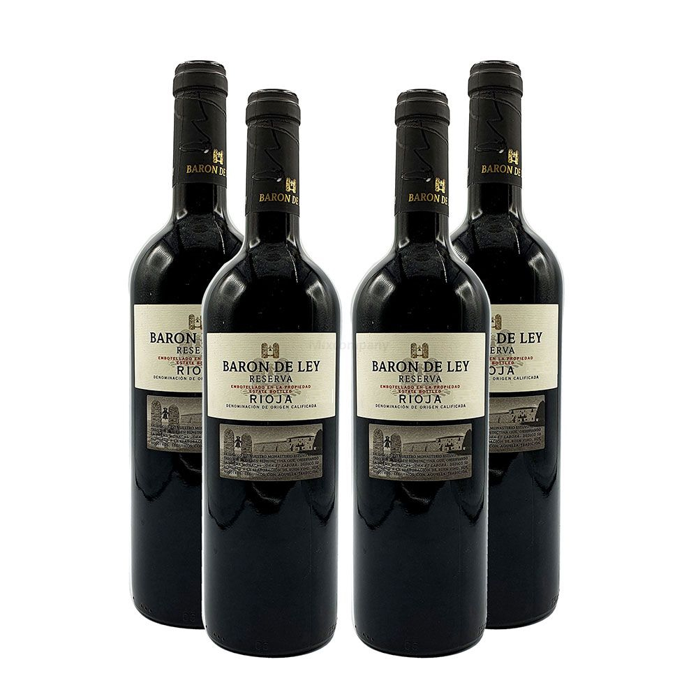 Baron de Ley Rotwein - 4er Set - 4x 0,75L (14% Vol) - Reserva Rioja - Spanien- [Enthält Sulfite]