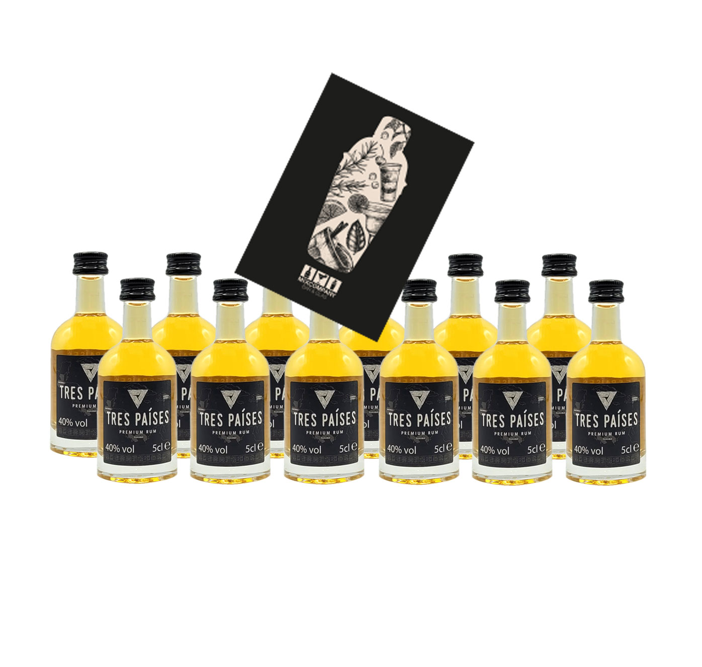 Tres Paises Premium Rum Miniatur 12x 50ml (40% Vol) Guatemala - Panama Rum Mini- [Enthält Sulfite]