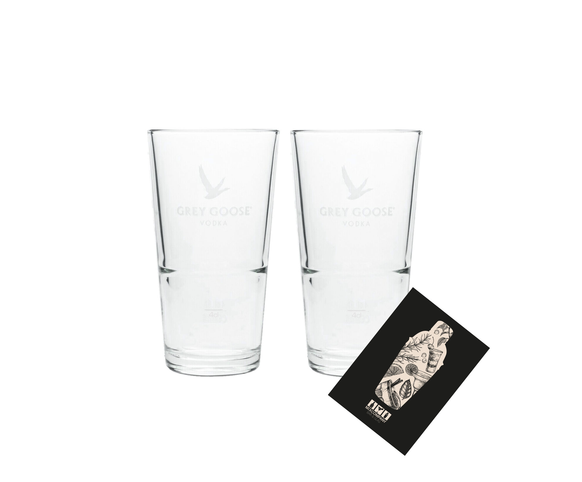 Grey Goose 2er Set Longdrinkglas 2x Glas Gläser 4cl geeicht Eichung