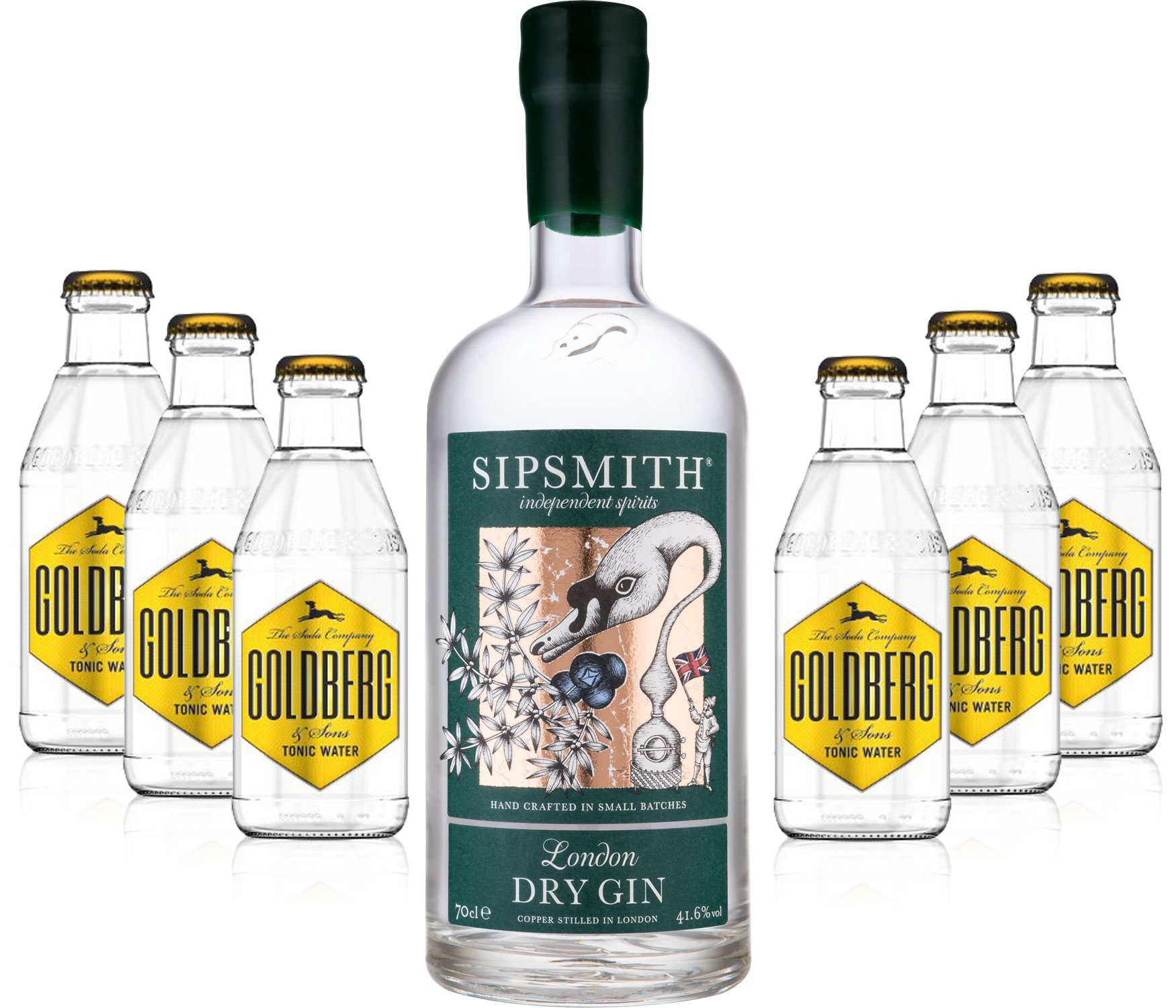 Gin Tonic Set - Sipsmith London Dry Gin 0,7l 700ml (41,6% Vol) + 6x Goldberg Tonic Water 200ml inkl. Pfand MEHRWEG -[Enthält Sulfite]