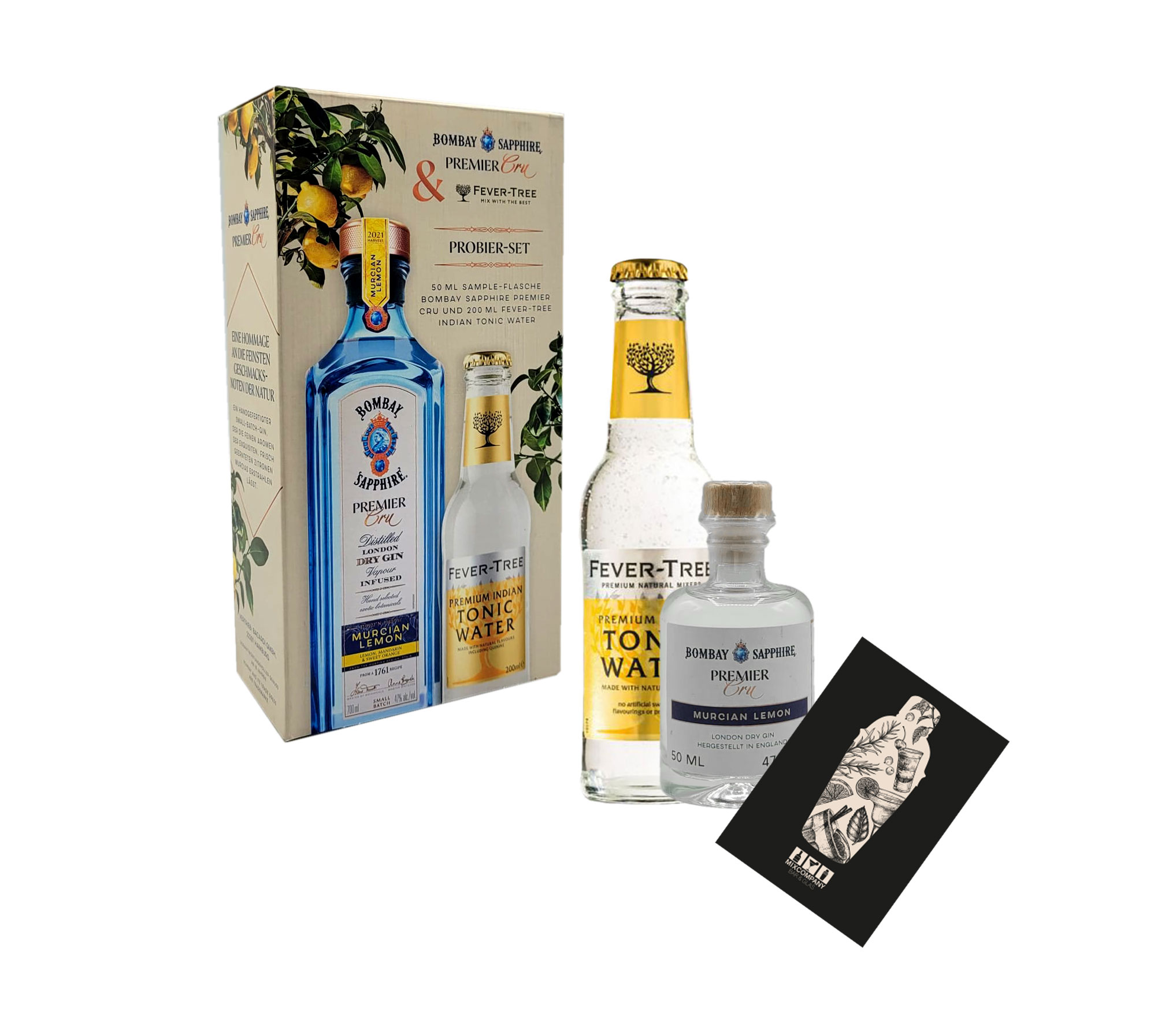 Bombay Sapphire Premier Cru tasting Set Box Premier Cru 5cl (47% Vol) + Fever Tree Indian Tonic 0,2L inkl. Pfand MEHRWEG- [Enthält Sulfite]