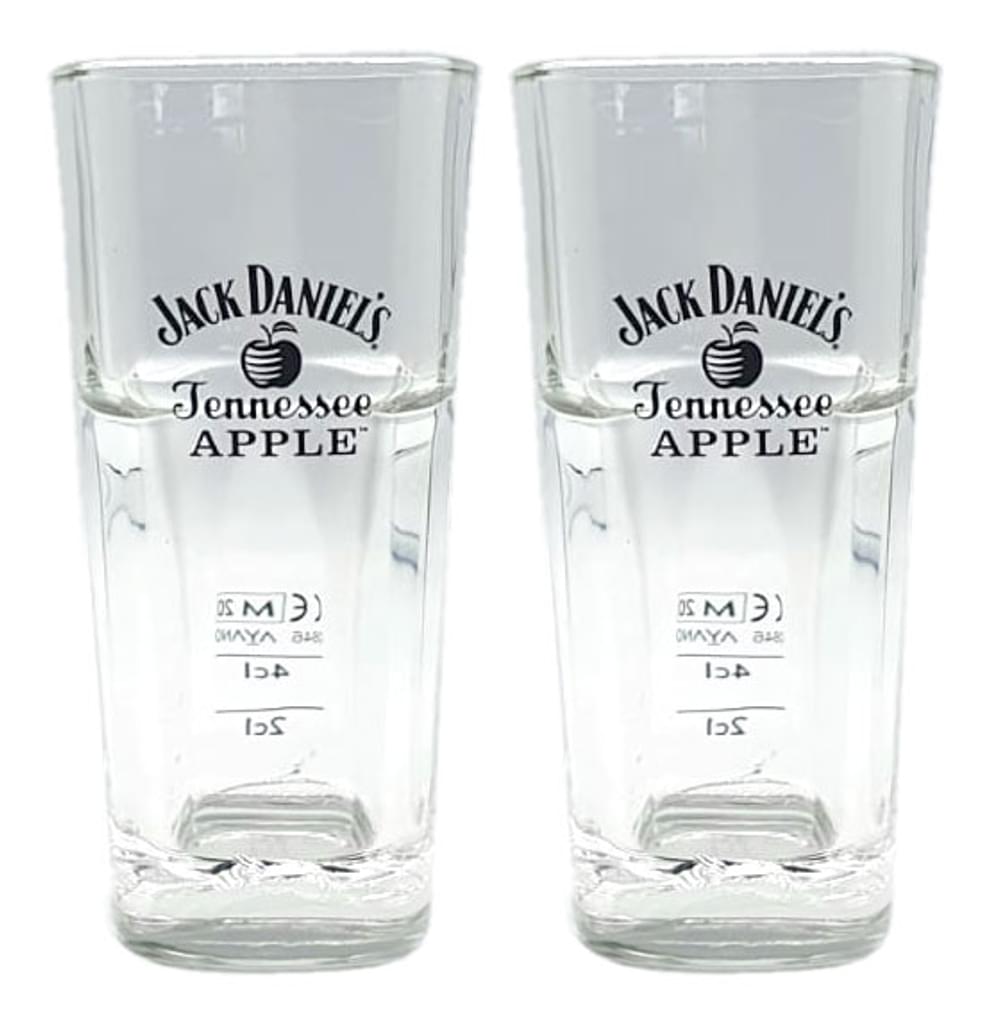 Jack Daniels Tennessee Apple 2x Longdrink Glas 2er Set Gläser 2cl / 4cl geeicht Eichung