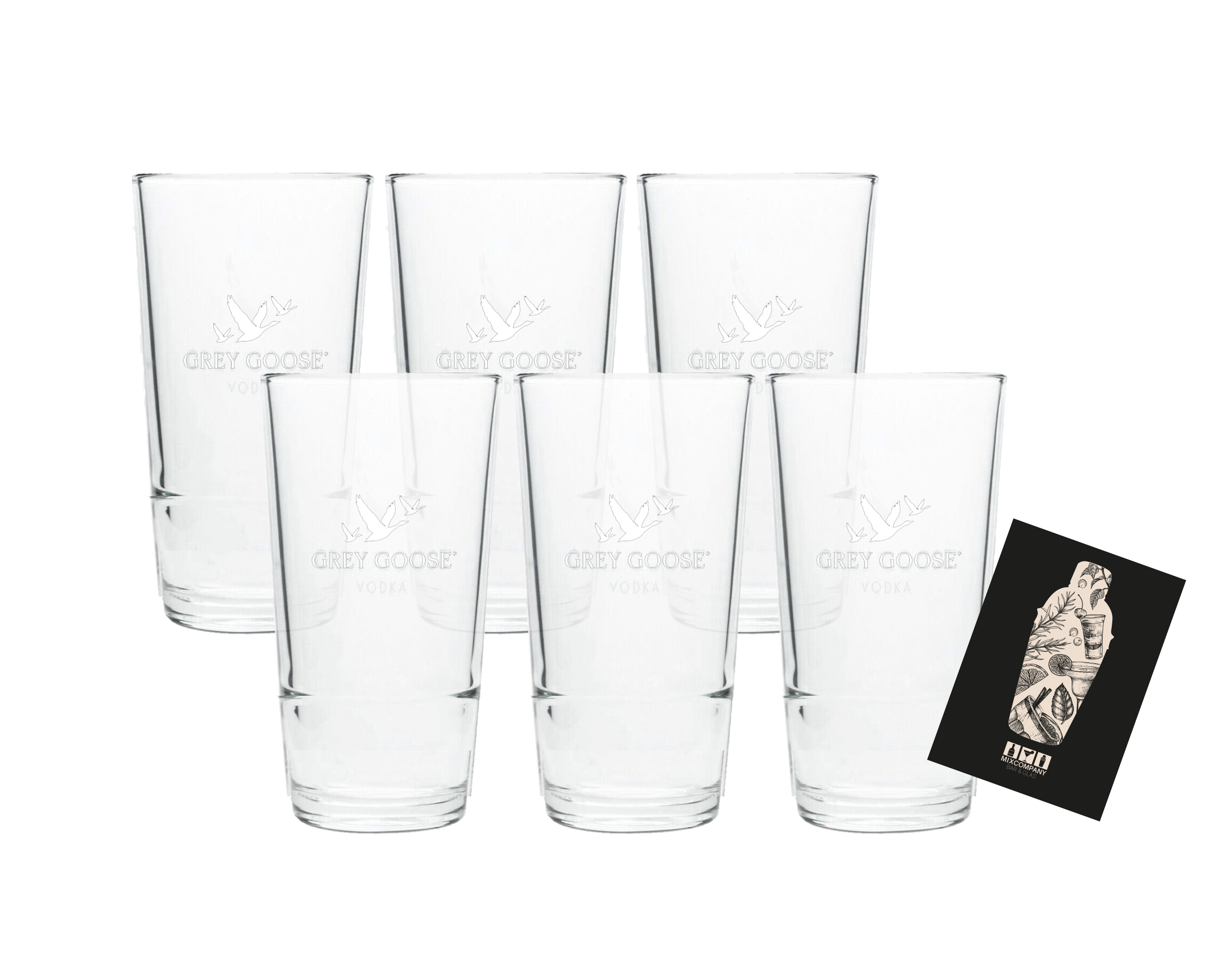 Grey Goose 6er Set Longdrink Acrylglas aus Hartplastik Kunststoffgläser geeicht (2cl/4cl) 0,3l Mehrwegbecher Gastro Bar