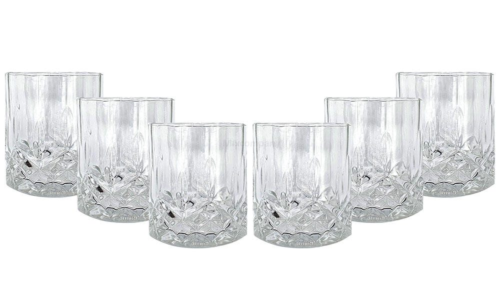 Mixcompany Tumbler Glas / 6er Gläser Set - 6x Whisky Tumbler / Kristall Design Whiskey Glas