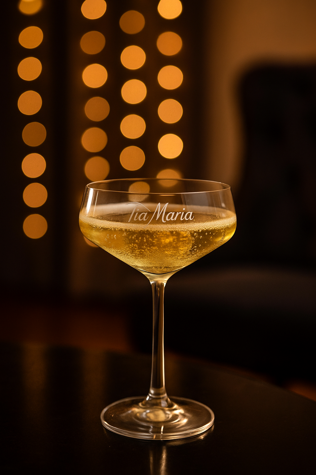 Tia Maria Champangerglas Cocktailglas 1 Stück Glas mit Aufschrift nicht geeicht 