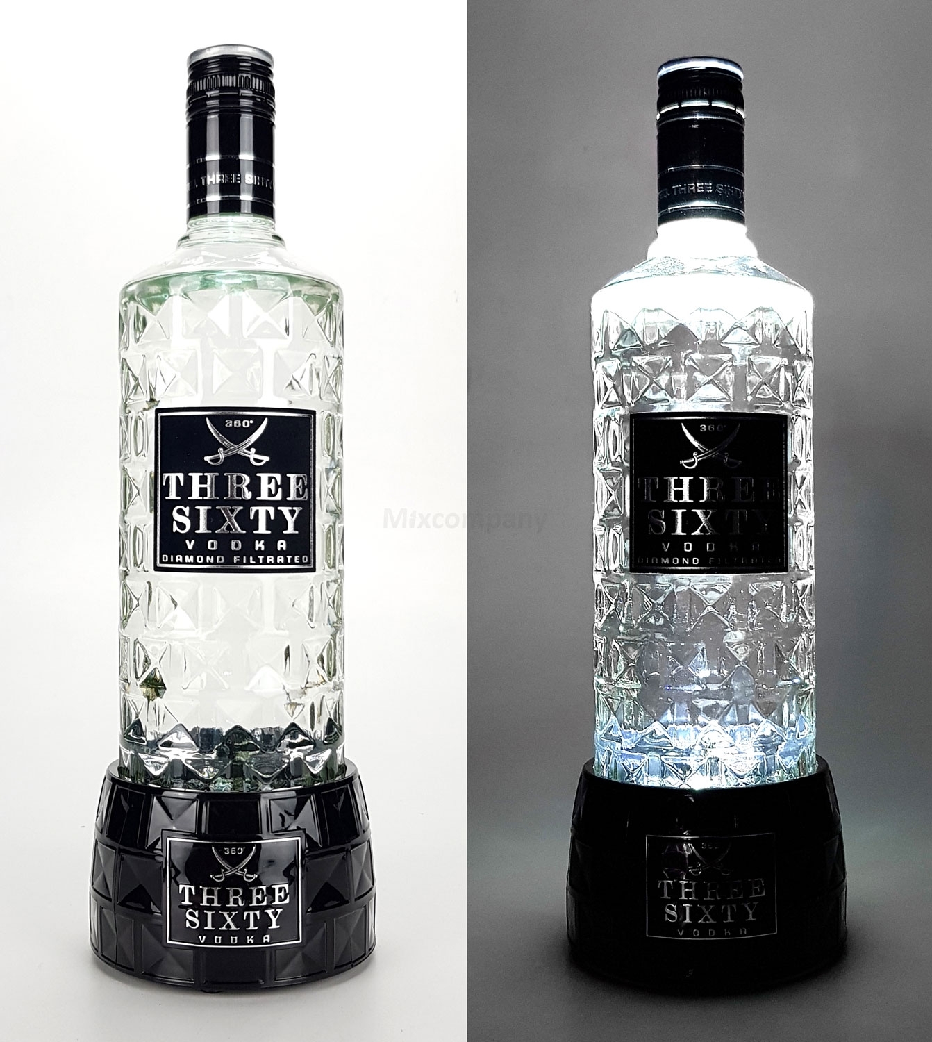 Three Sixty Vodka Beleuchtung Flaschenbeleuchtung Display Glas Glorifier mit LED (Angebot OHNE FLASCHE ) 