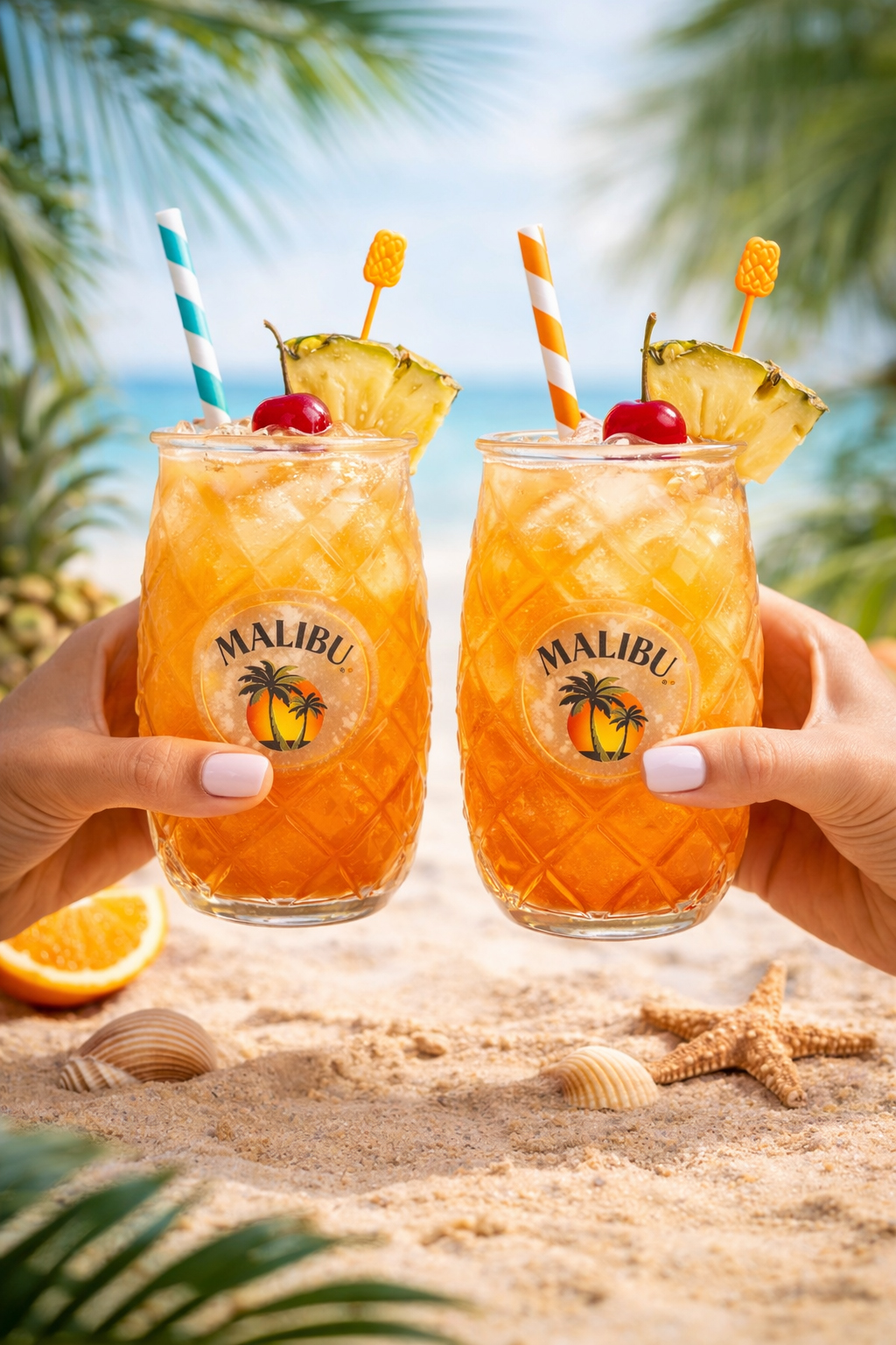 Malibu Glas Gläser Set – 2er Set | Original Markengläser | Ideal für Cocktails & Longdrinks