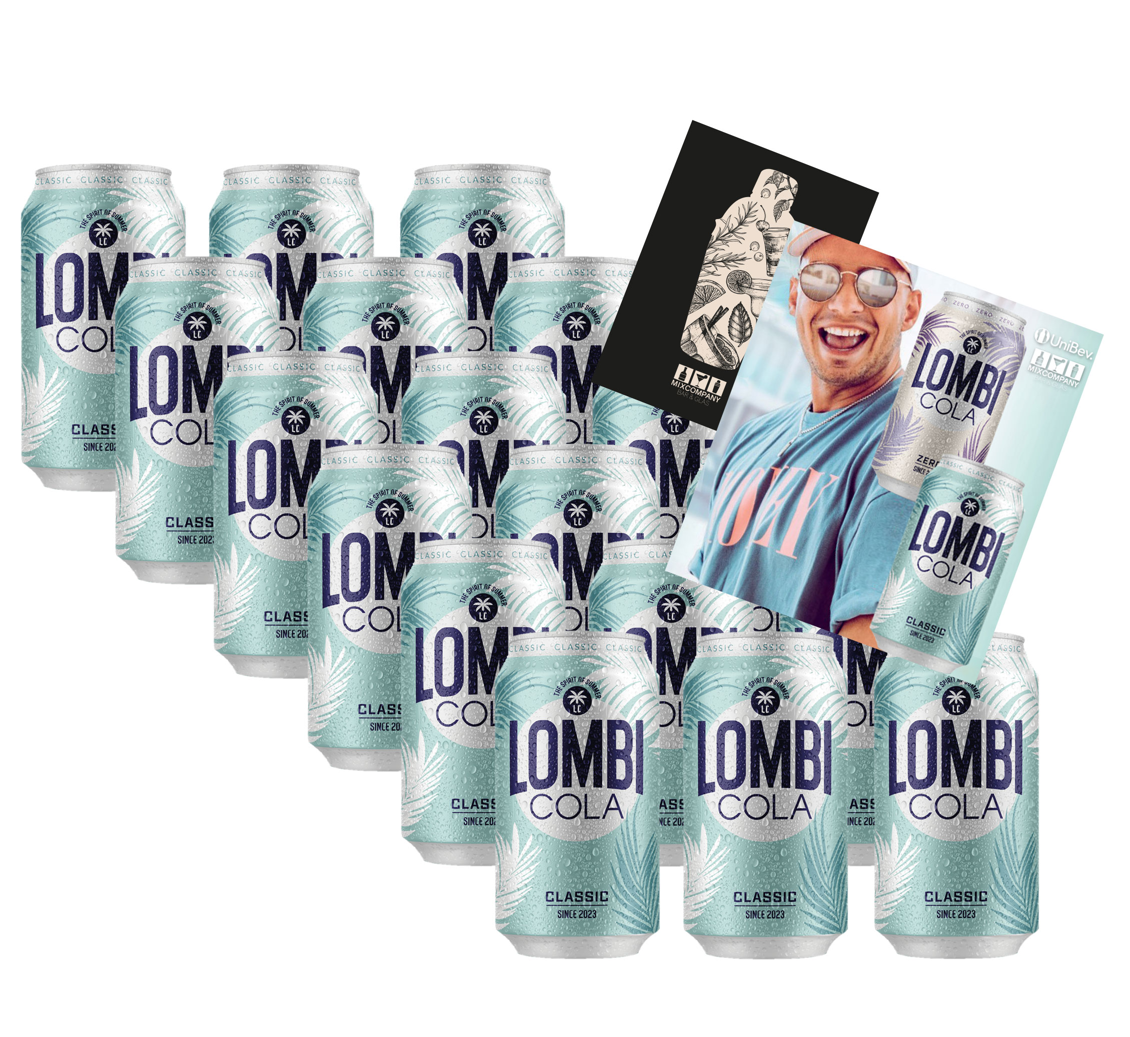 Lombi Cola - Sänger Pietro Lombardi Cola - 18er Set Lombi Cola 18x 0,33L mit Lombi Postkarte inkl. Pfand EINWEG 