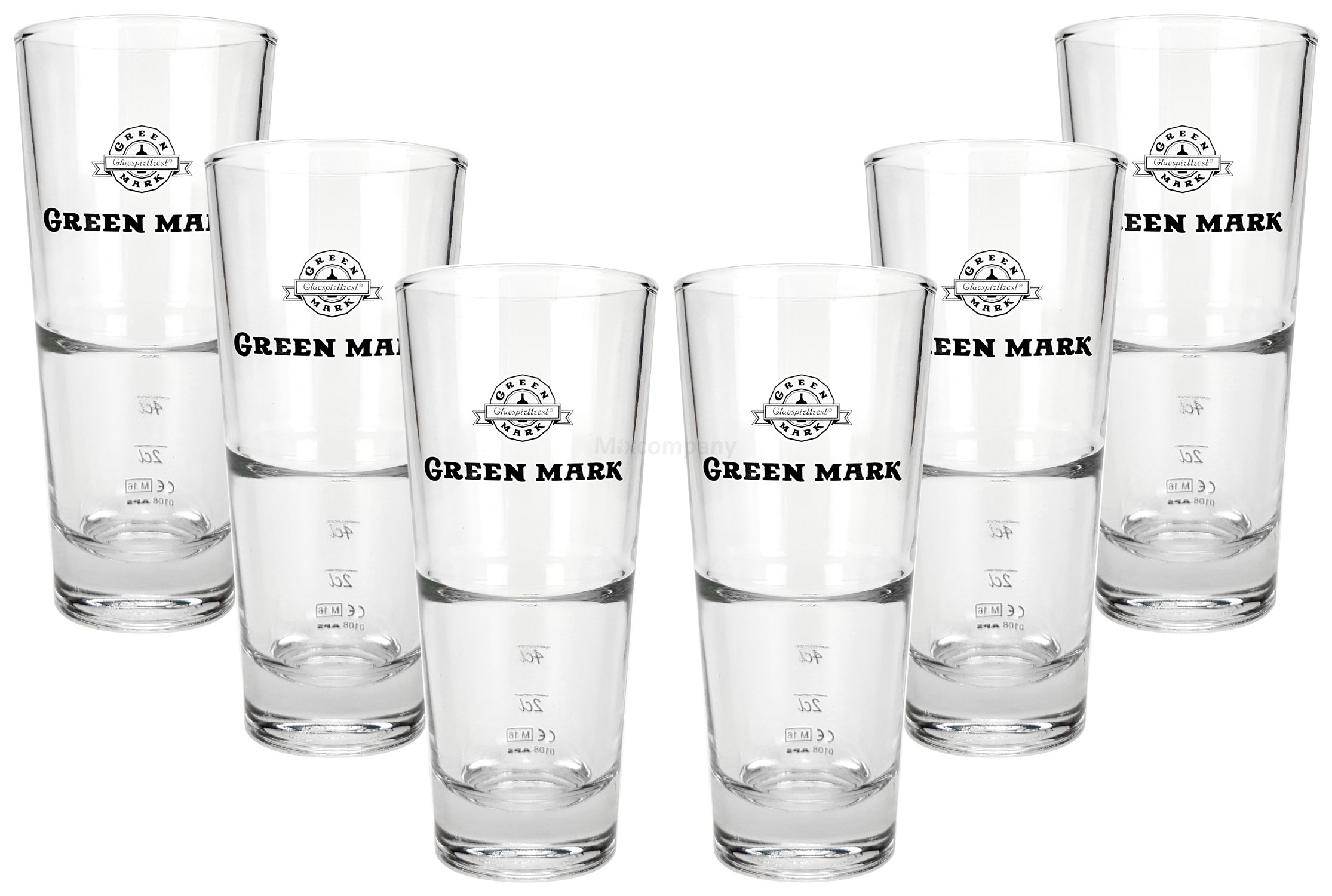 Green Mark Cocktail Longdrink Glas Gläser Set - 12x Longdrinkgläser 2/4cl geeicht