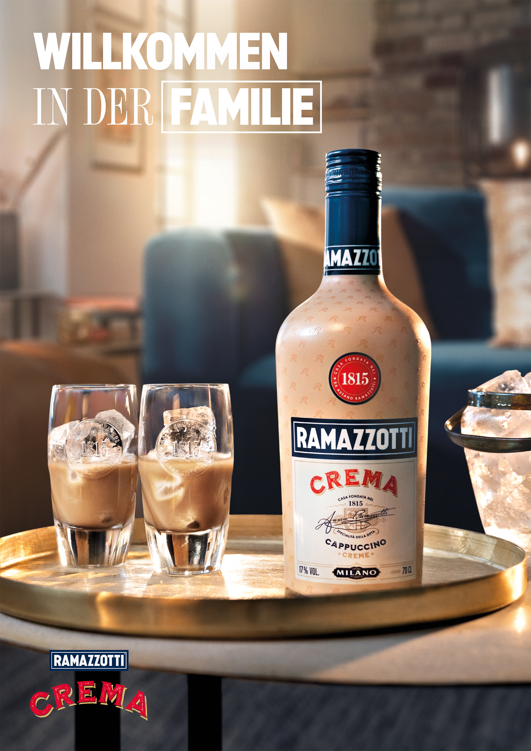 Ramazzotti 4er Set Crema 1815 Cappuccino Creme 0,7L (17% vol) Cappuccino Likör aus Italien Milano - [Enthält Sulfite]