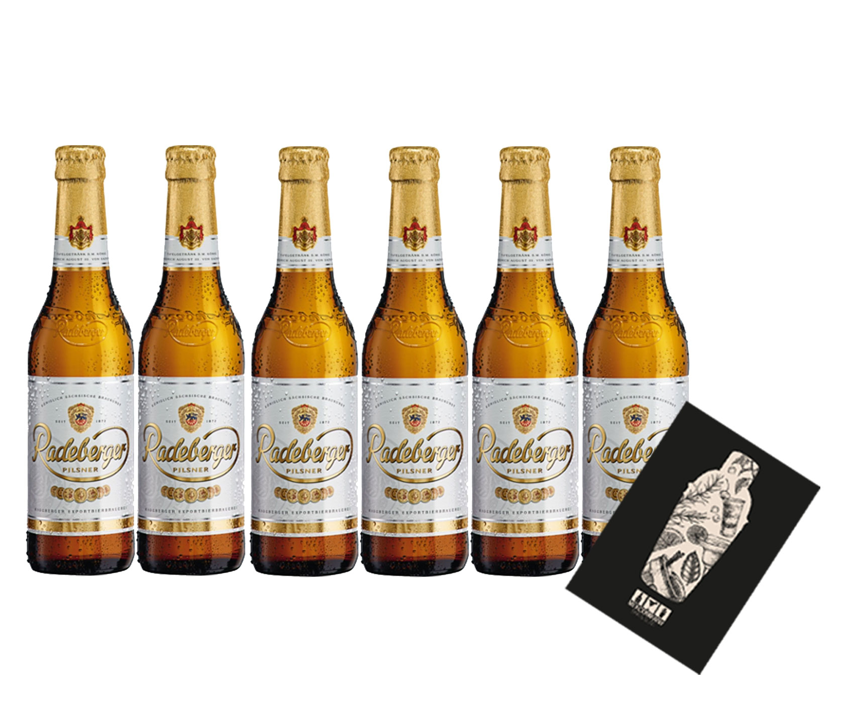 Radeberger Premium Pils 6er Set Bier 0,33l (4,8% Vol) mit Mixcompany Grußkarte inkl Pfand MEHRWEG- [Enthält Sulfite]