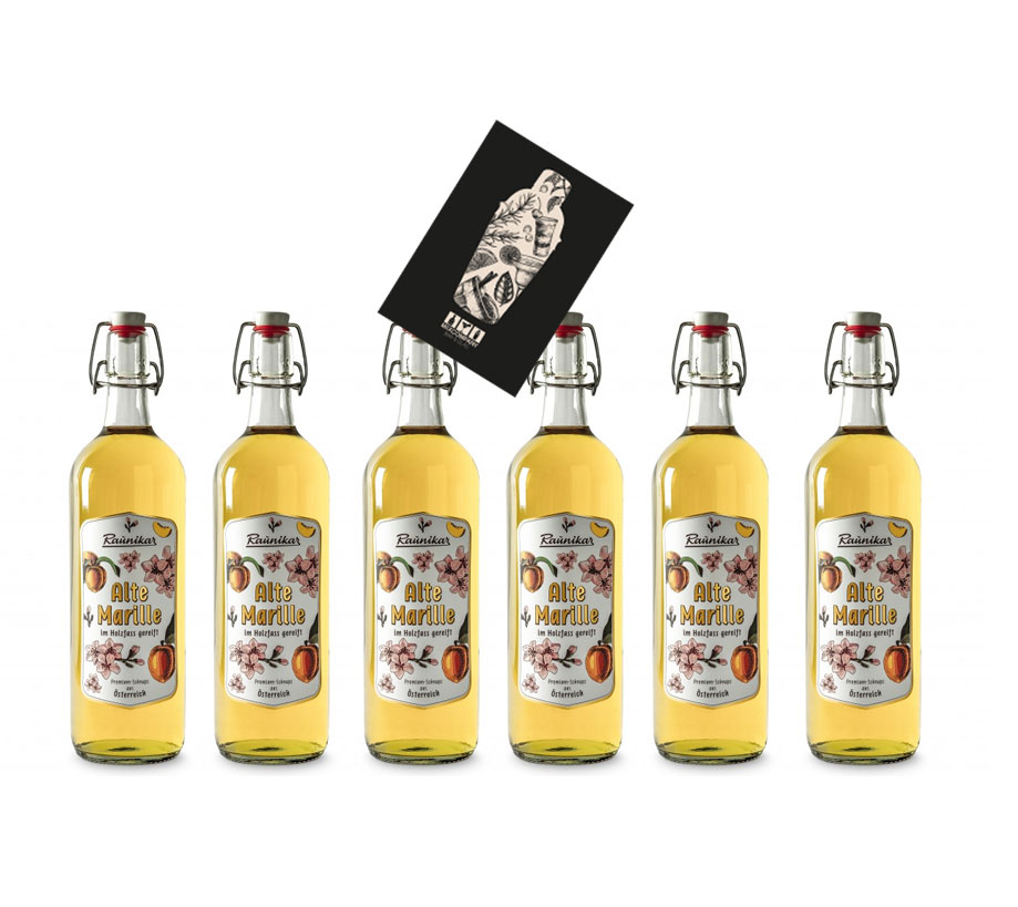 Raunikar - 6er Set Alte Marille Schnaps - 6x 1L (38% Vol)- [Enthält Sulfite]