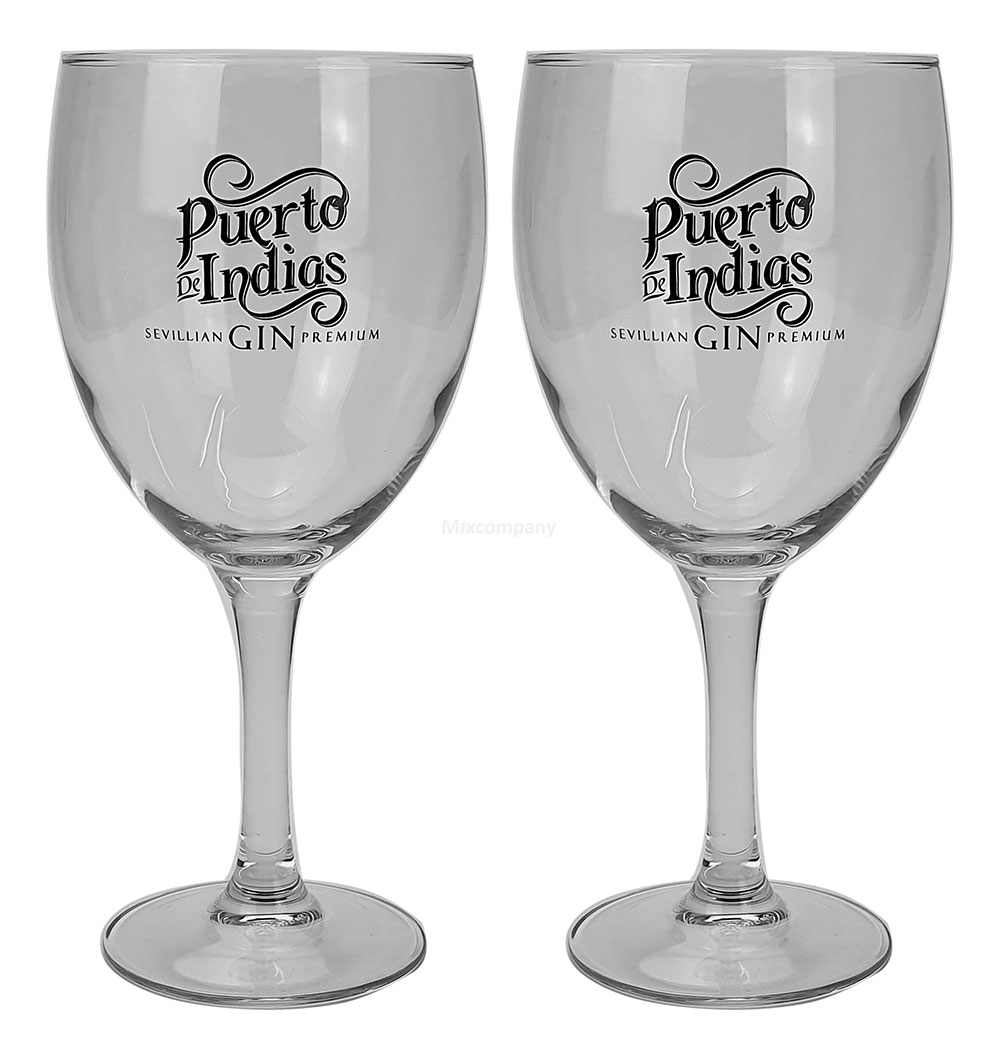 Puerto de Indias Glas - 2x Glas / 2er Set - Gläser von Puerto de Indias Gin mit der Aufschrift : Sevillian Gin Premium