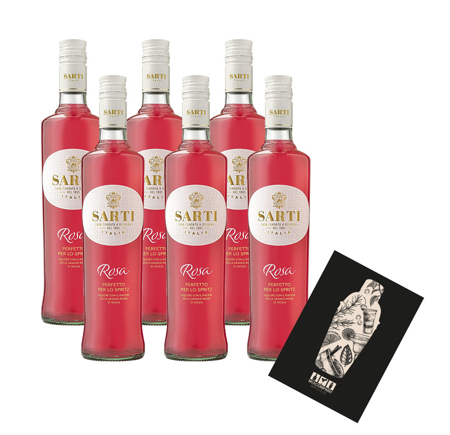 Sarti 6er Set Aperitif Rosa 6x 0,7L (14% Vol) Sarti Mailand Italien- [Enthält Sulfite]