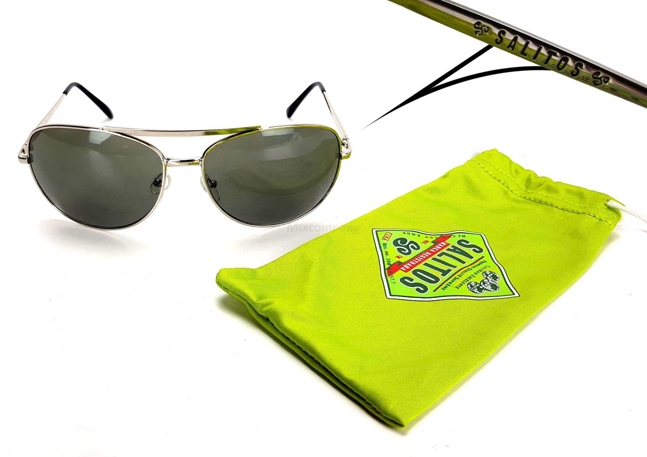 Salitos 3er Sonnenbrille Party Flieger Brille mit Metall gestell und Etui - mit 400 UV Schutz