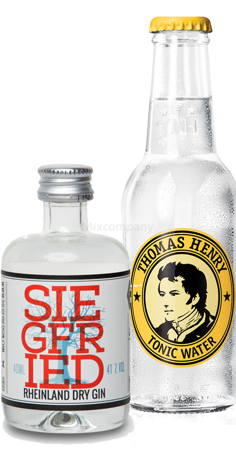 Gin Tonic Probierset - Siegfried Rheinland Dry Gin 4cl (41% Vol) + Thomas Henry Tonic Water 200ml inkl. Pfand MEHRWEG