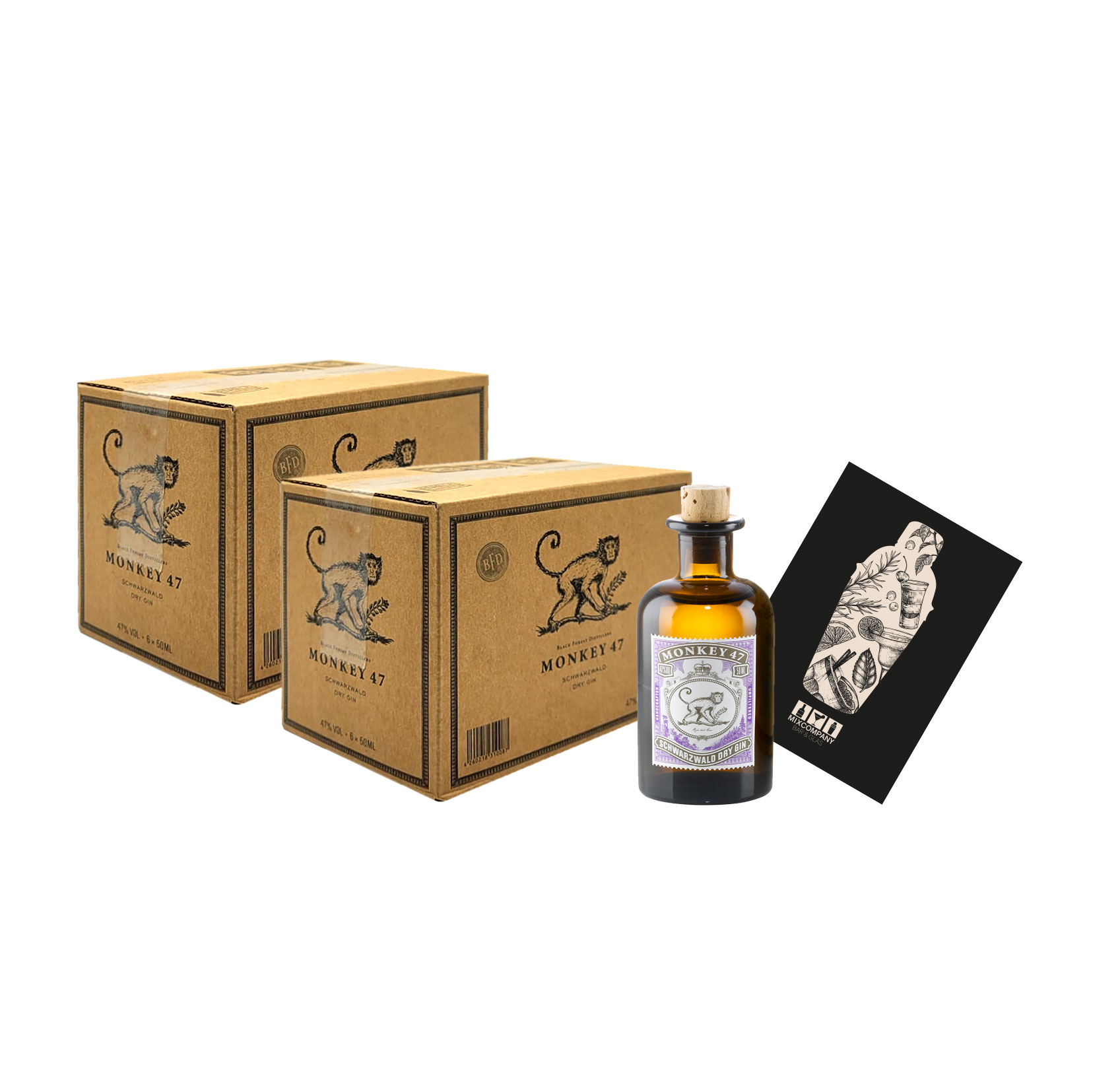 Monkey 47 Gin Miniatur 12x 50ml (47% vol) Schwarzwald Dry Gin Mini- [Enthält Sulfite]