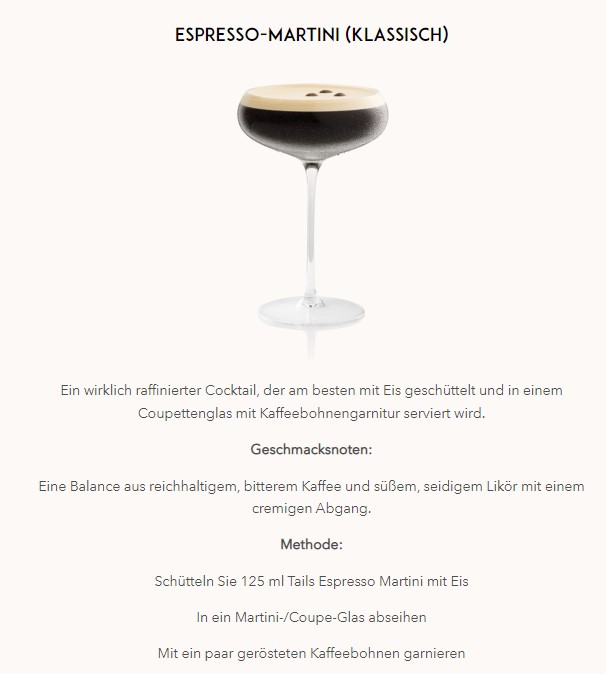 Tails Cocktails 6er Set Espresso Martini 6x 1L (14,9% Vol) Fertig Cocktail Ready to Drink- [Enthält Sulfite]