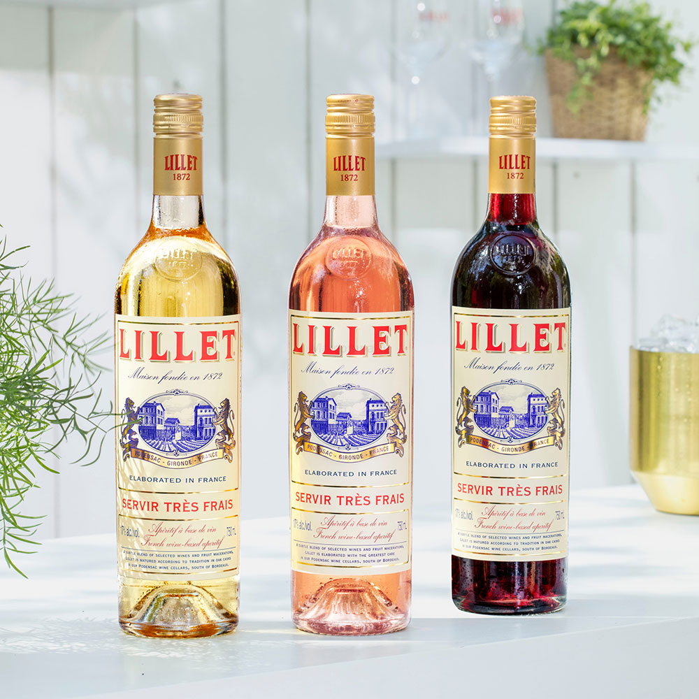 Lillet Set / Geschenkset - Lillet Rouge Aperitiv de France 750ml (17% Vol) Aperitifwein + 2 Weingläser