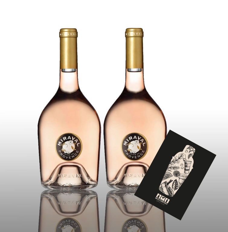 Angelina Jolie + Bratt Pitt Miraval Cotes de Provence Rose Wein 2x 0,75L (13% Vol) Jolie-Pitt Miraval Wein - 2er Set - [Enthält Sulfite]