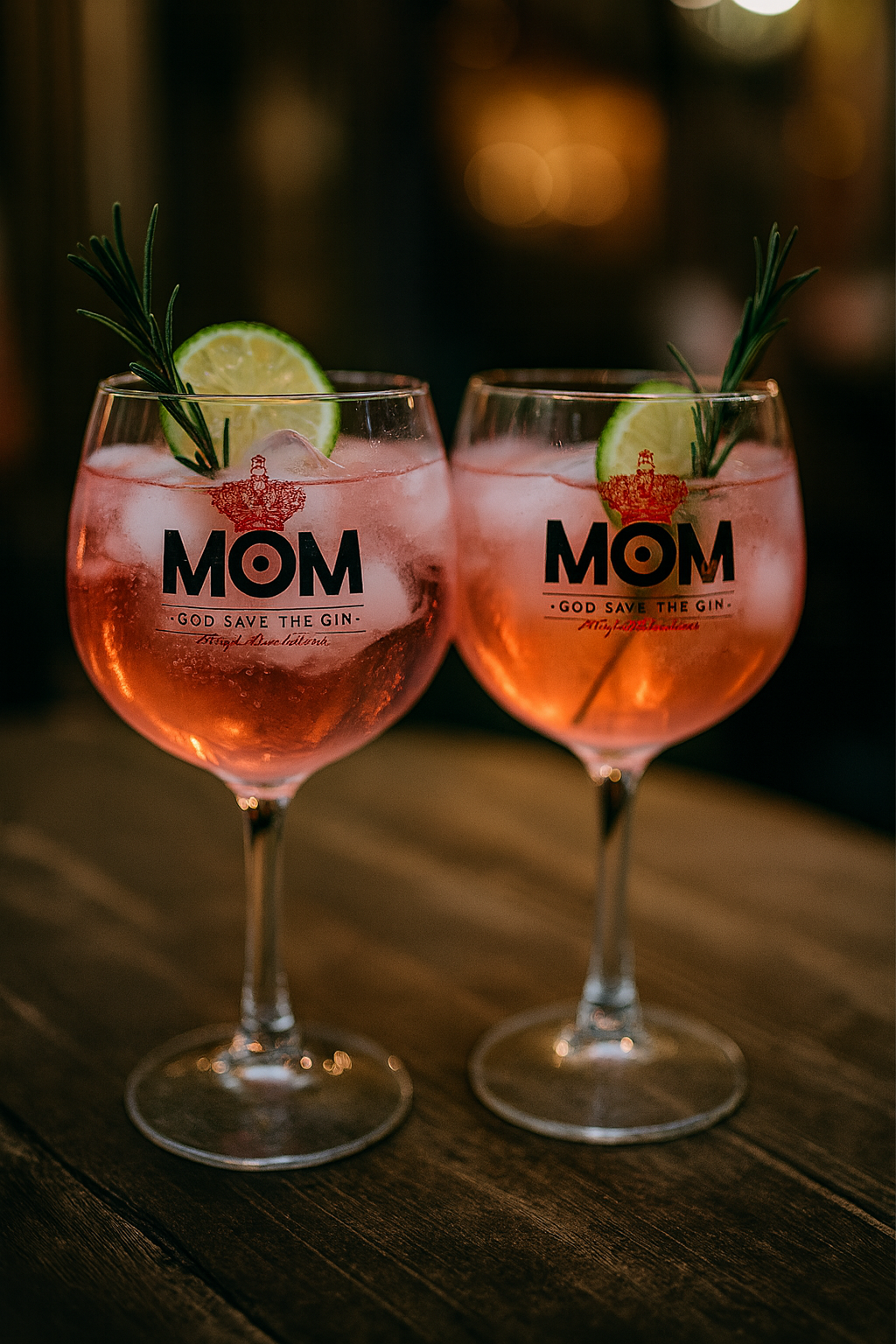 MOM Gin Copa-Gläser – 2er Set – Elegante Gin Tonic Gläser im Royal-Design mit MOM Logo & Krone