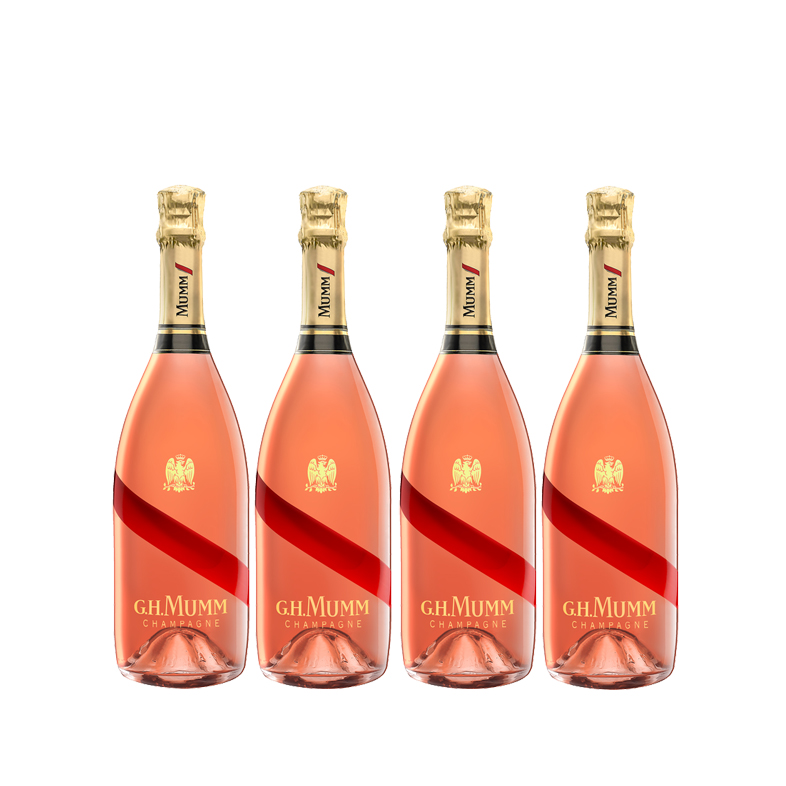 G.H. Mumm Champagner 4er Set Grand Cordon Rose 0,75L (12% Vol) - [Enthält Sulfite]