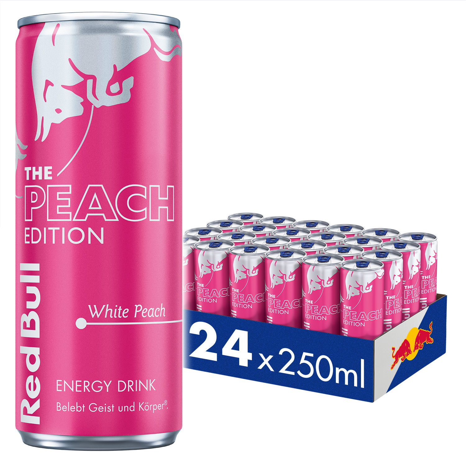 Red Bull Peach Edition Pfirsich–Nektarine – 24×250 ml Tray – Energy Drink mit Peach Nectarine Geschmack – Erfrischend & belebend – inkl. Pfand Einweg