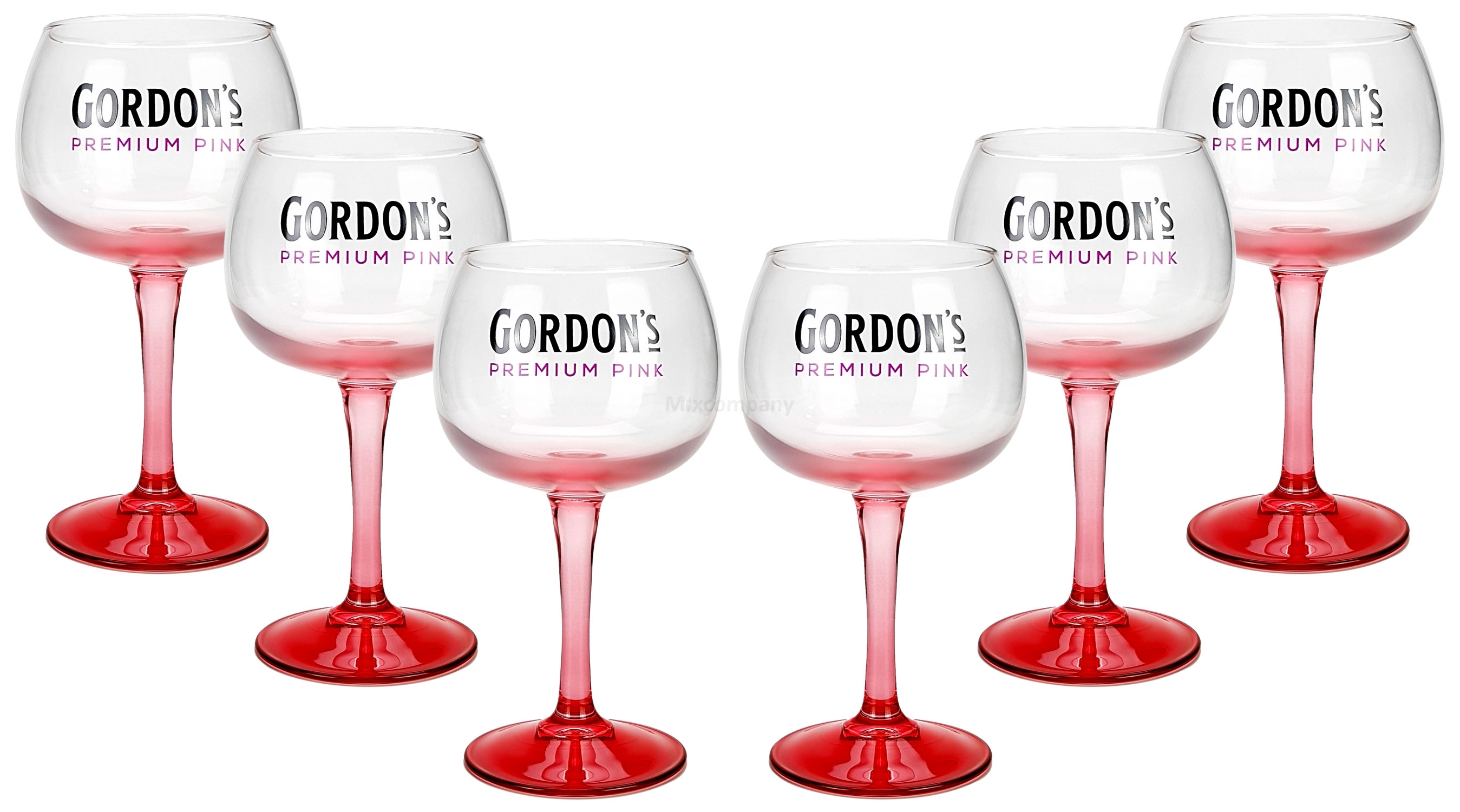 Gordons Gin Premium Pink Glas Longdrinkglas Ballonglas Cocktailglas Gläser Set - 6 Stück