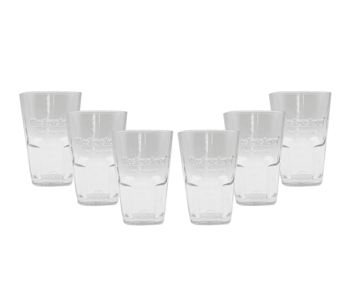 Moskovskaya Vodka Wodka 6er Set Longdrink Glas Gläser 6x 0,340 Liter