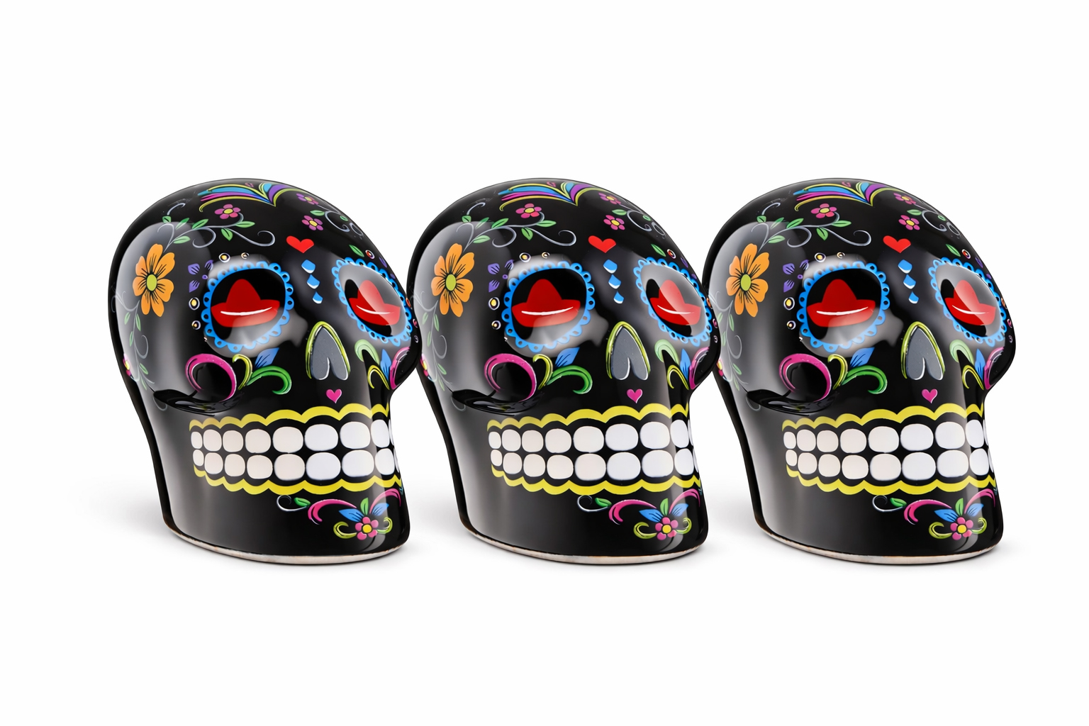 Sierra Tequila 3er-Set Salz- & Zimtstreuer – 3× Skull Schwarz mit Sierra Logo