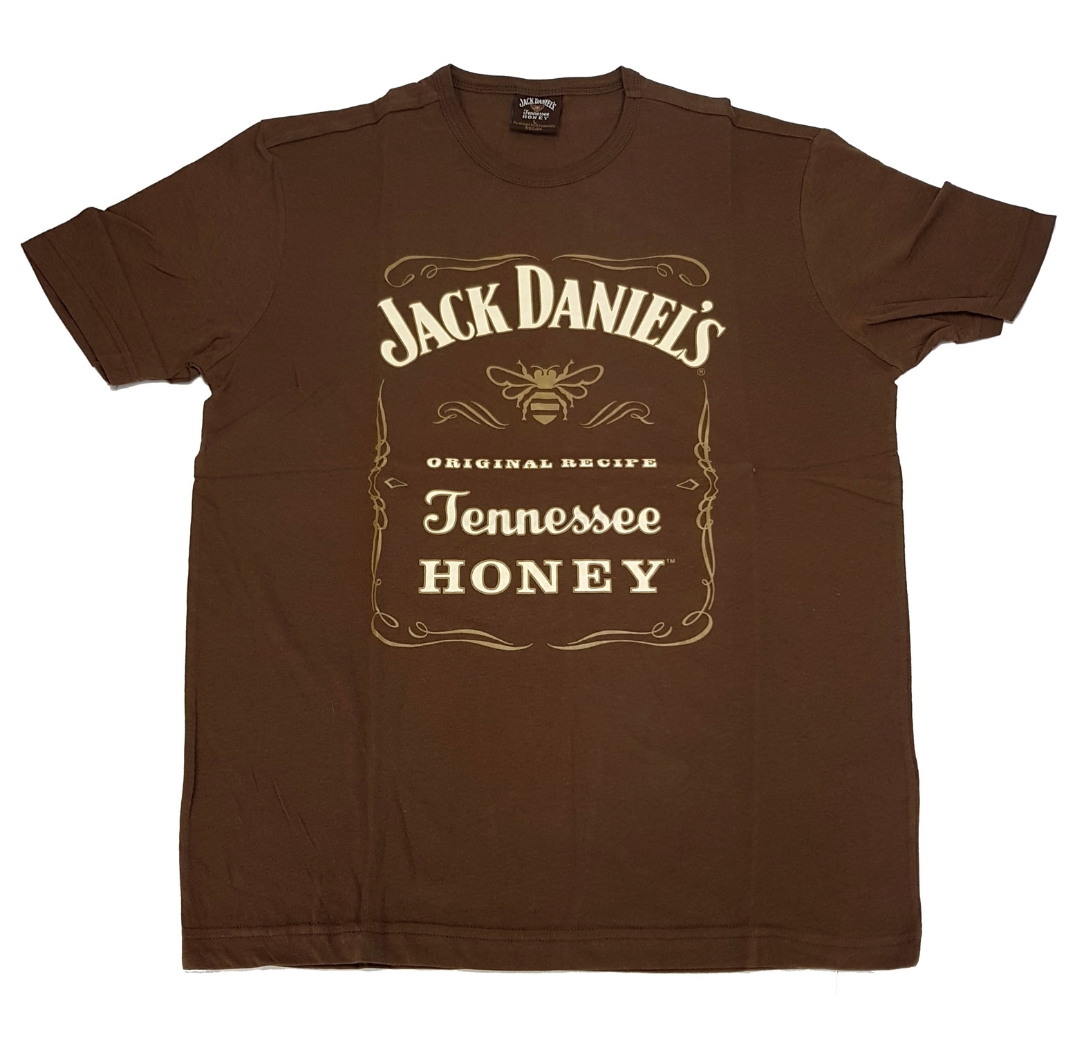 2er Jack Daniels Tennessee Honey T-Shirt Hemd Rundkragen 100% Baumwolle - Braun Größe L 