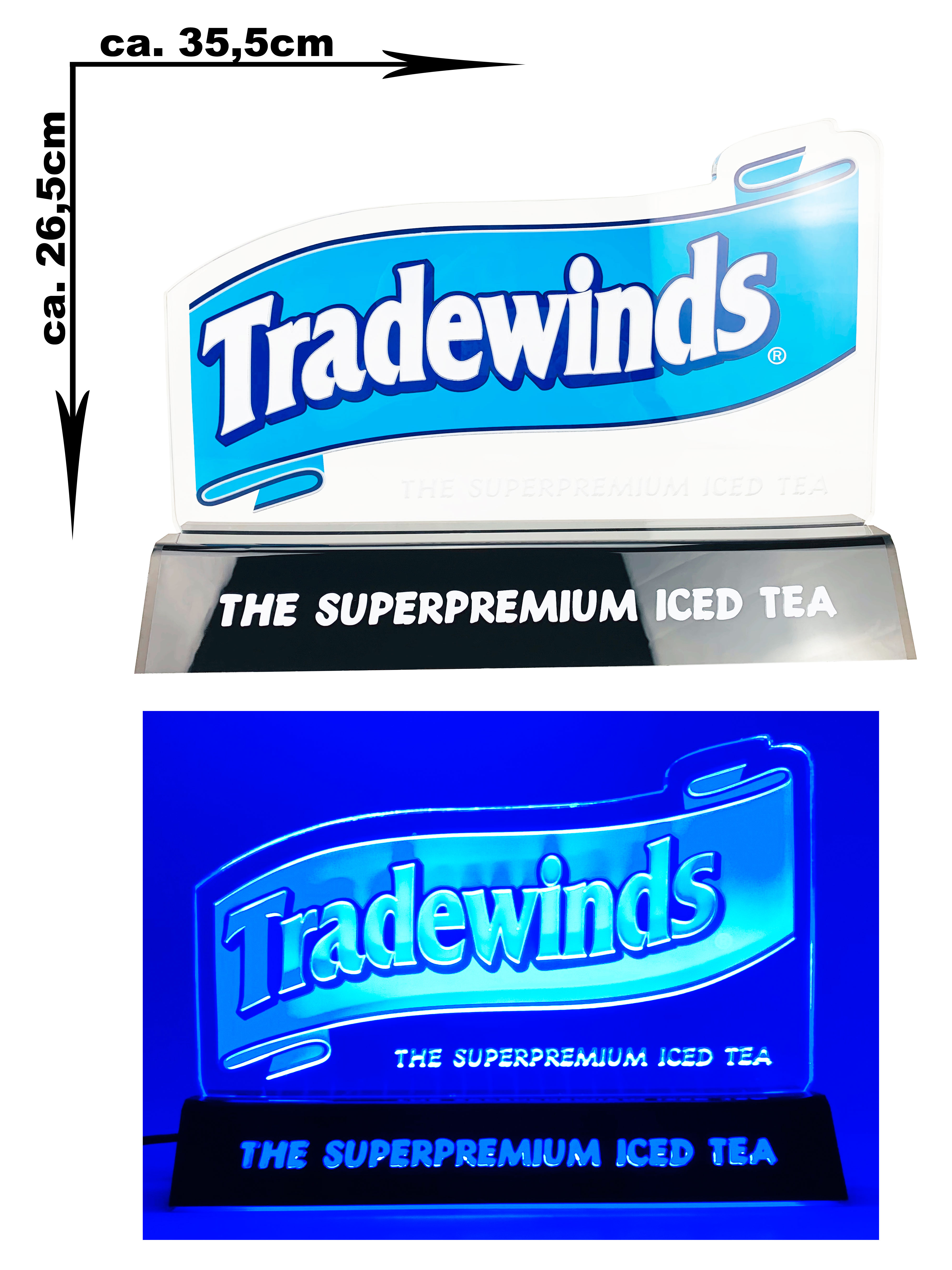 Tradewinds Ice Tee Leuchtschild Werbeschild Werbetafel Leuchtreklame LED Beleuchtet mit Netzteil - ca. 35,5 x 26,5cm
