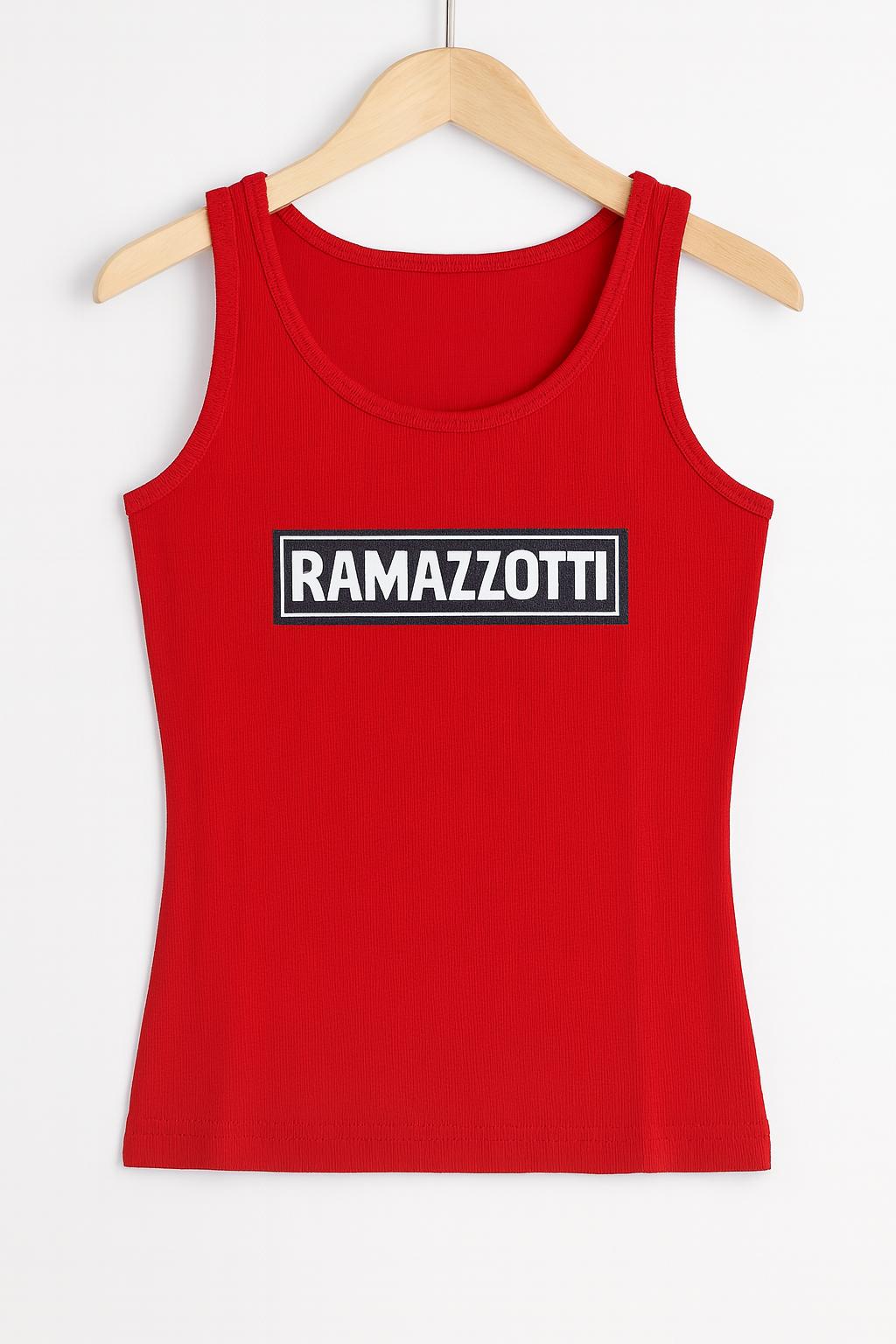 Ramazzotti Damen Tanktop Größe S – Original Marken-Top in Rot mit Logo-Print, Elastisch & Figurbetont, ideal für Events, Sommer & Promotion