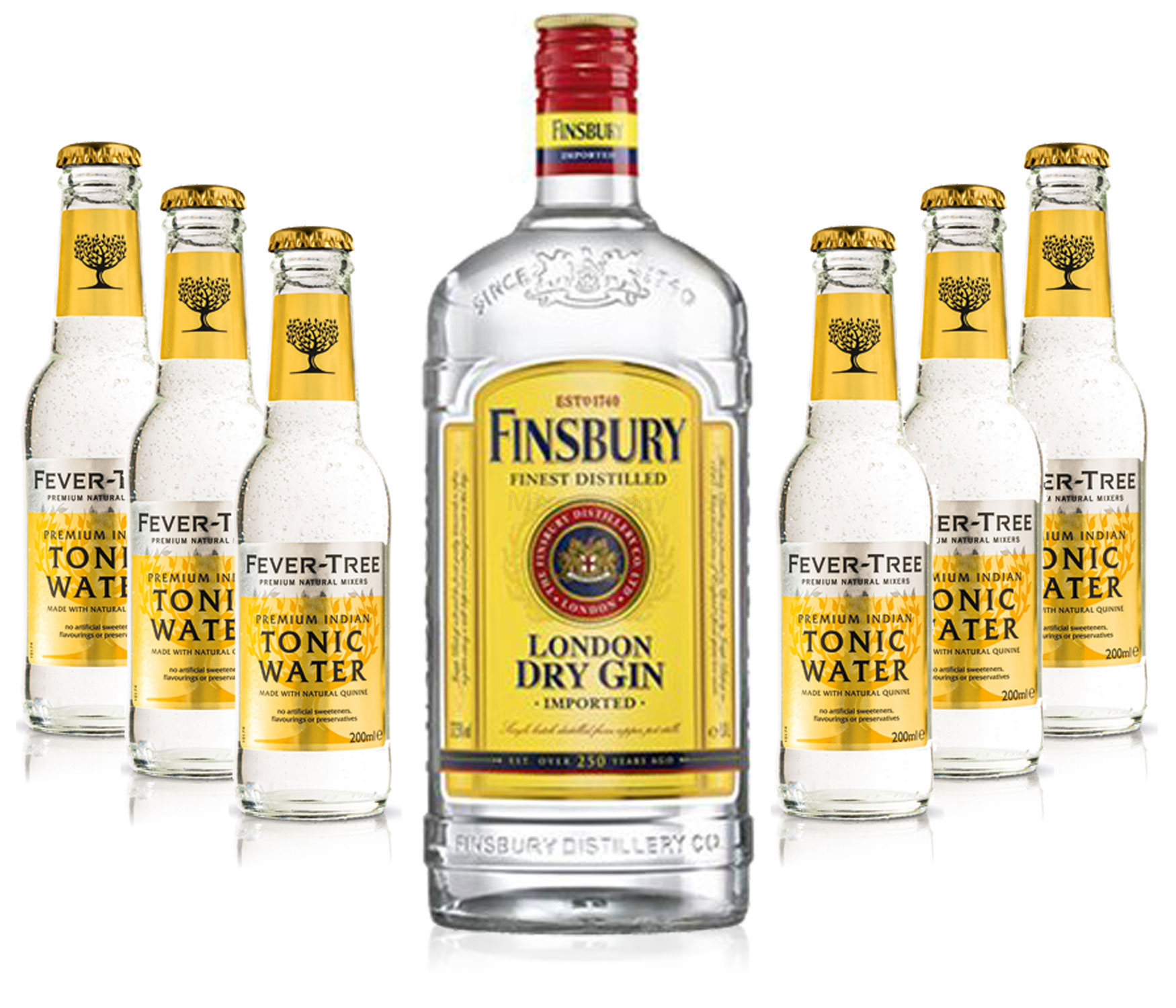 Gin Tonic Set - Finsbury London Dry Gin 0,7l 700ml (37,5% Vol) + 6x Fever Tree Tonic Water 200ml - Inkl. Pfand MEHRWEG