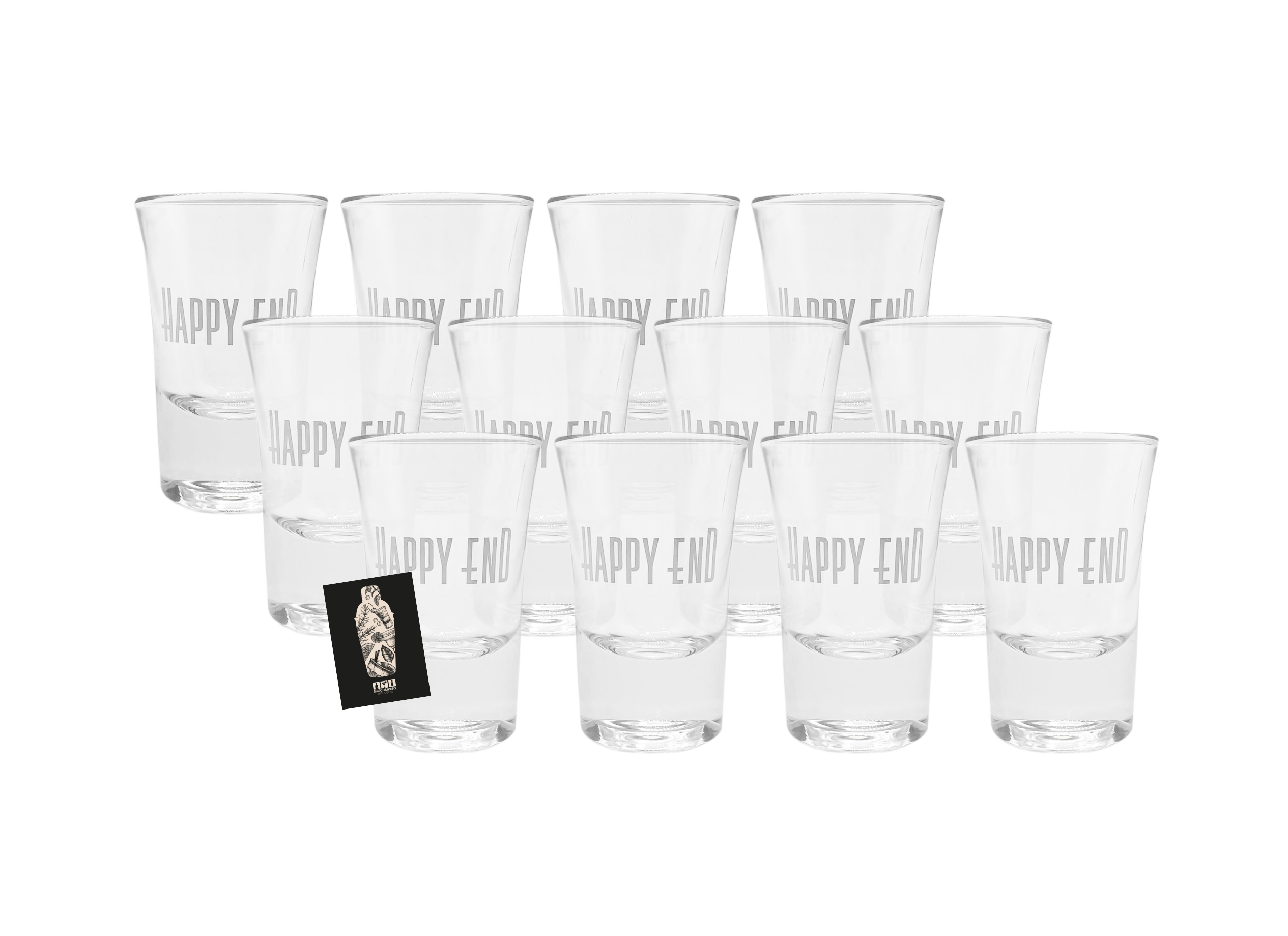 Happy End Shotglas Schnapsglas Glas Gläser Set - 12x Shotgläser 4cl nicht geeicht