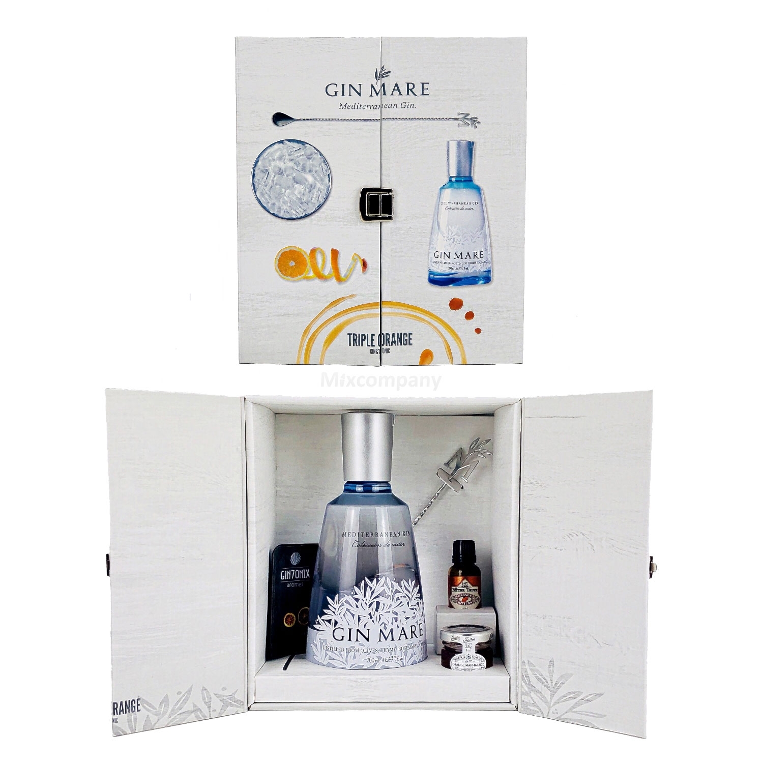 Gin Mare Geschenkset Mediterranean Gin 0,7L (42,7% Vol) + 2x Gin Mare Ballonglas / 2er Gläser Set -[Enthält Sulfite]