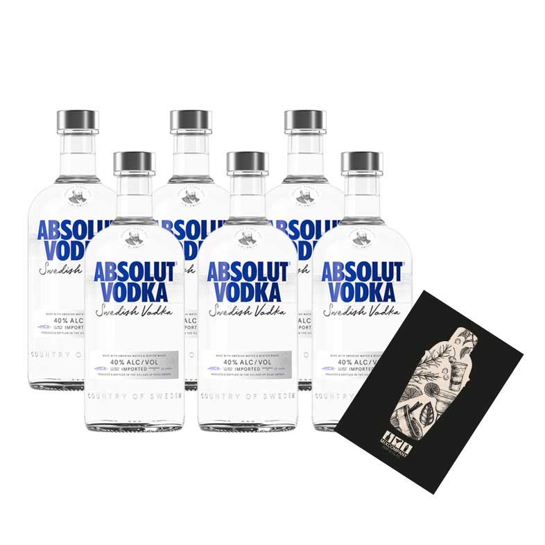 Absolut Vodka 6er Set swedish Schwedischer Vodka 6x 0,7L (40% Vol)- [Enthält Sulfite]