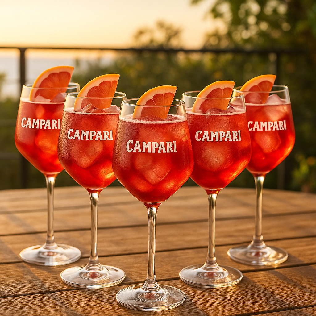 Campari Weingläser – 6er Set | Original Campari Aperitivo Gläser | Premium Cocktail- & Spritzgläser für Sommerdrinks