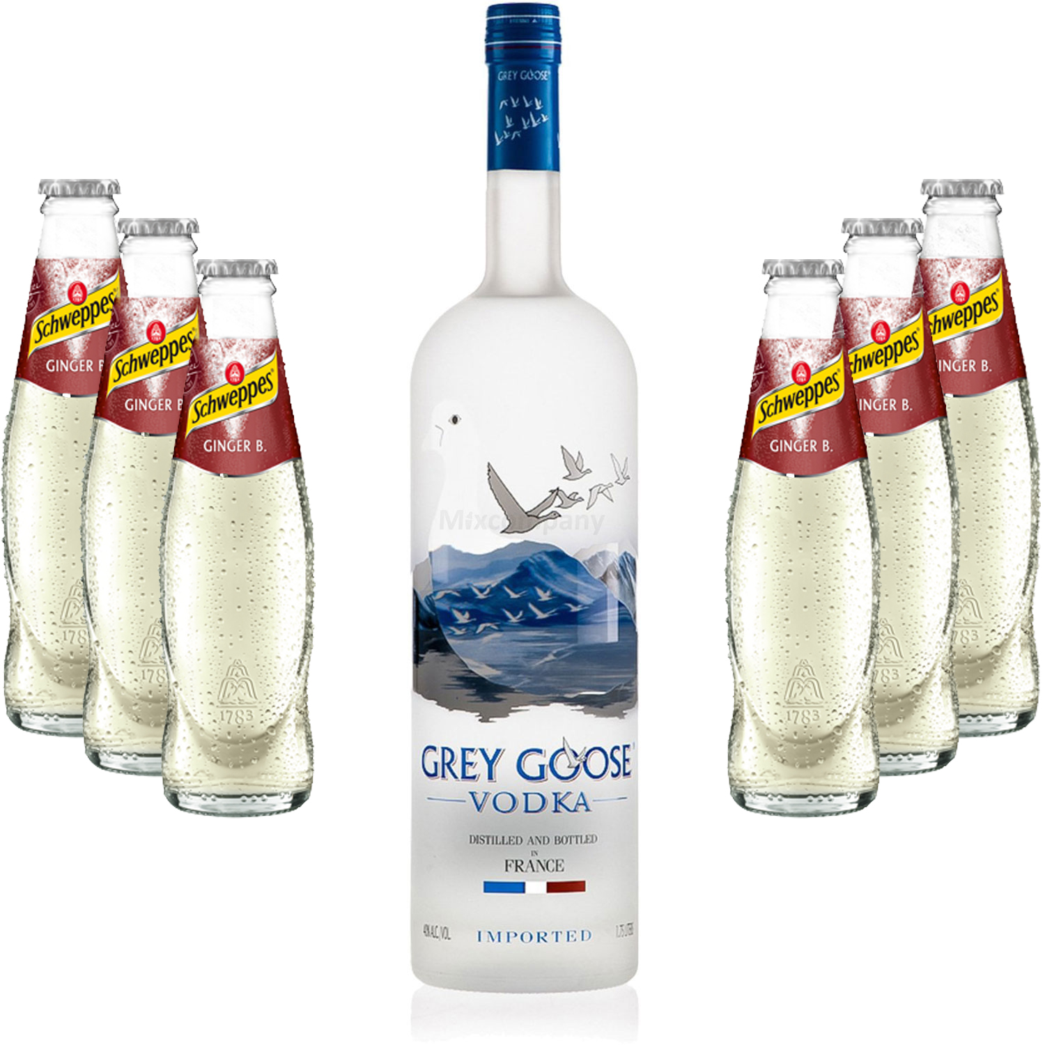 Moscow Mule Set - Grey Goose Vodka 0,7l 700ml (40% Vol) + 6x Schweppes Ginger Beer 200ml - Inkl. Pfand MEHRWEG