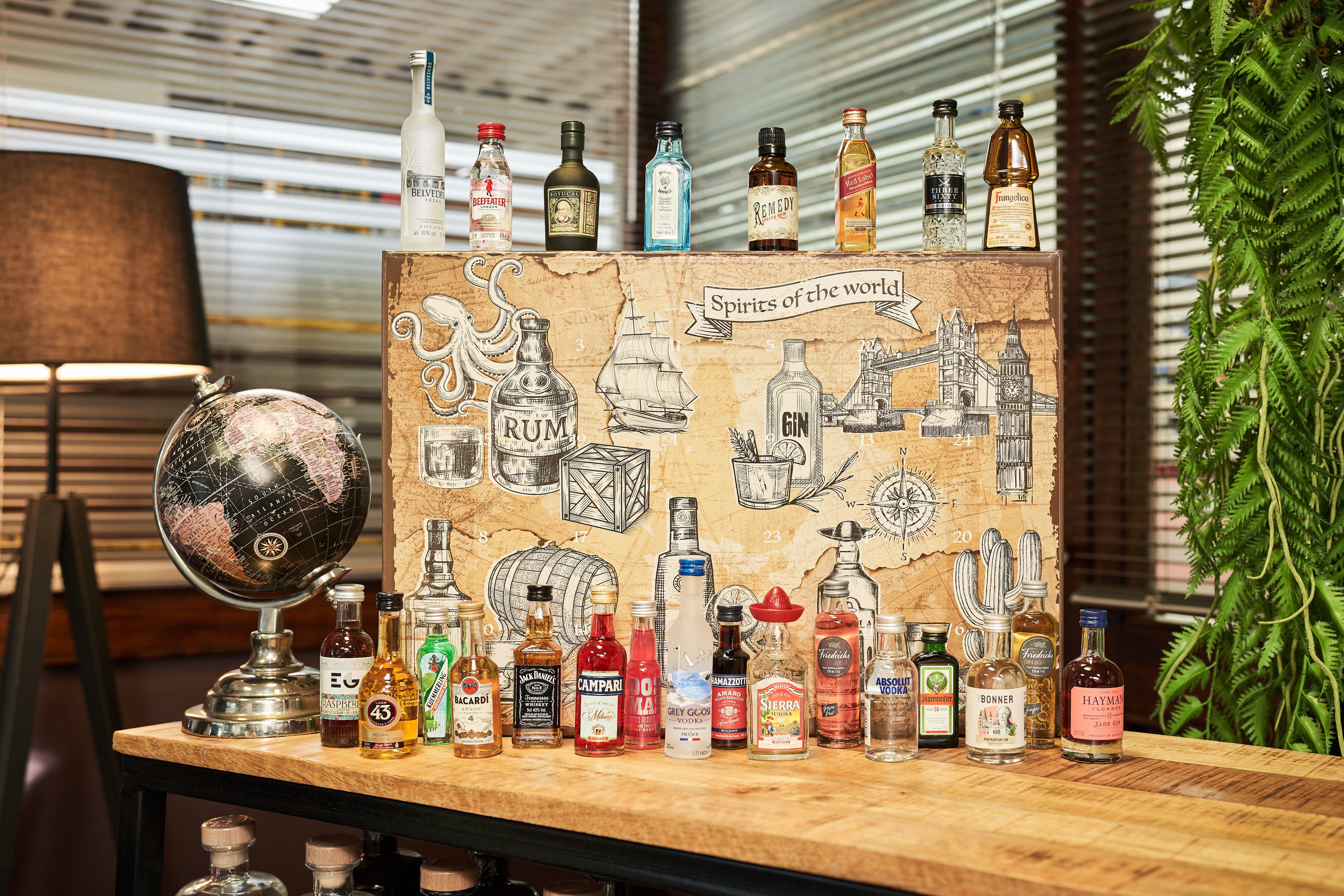Spirituosen Adventskalender Tastingset / Probierset  - 24x verschiedene originale Mini Spirituosen im Kalender Probierset - Belvedere, Jack Daniels, Bombay und viele mehr 