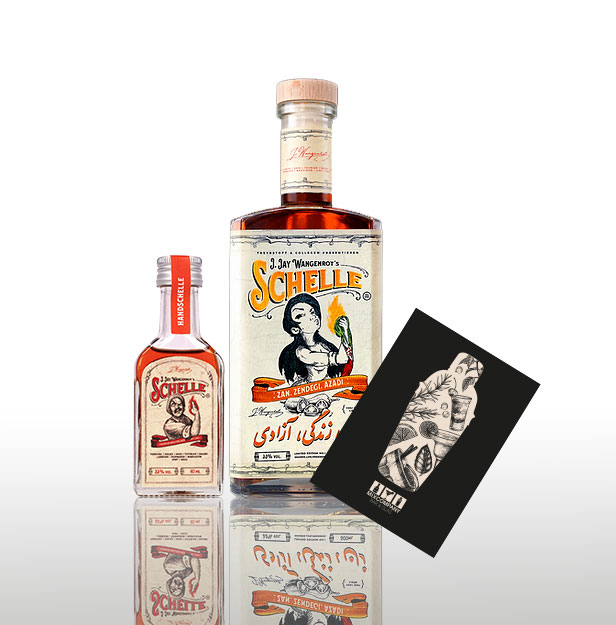 Die Schelle Limited Edition No.1 0,5L (33% Vol) + 1x Schelle Miniatur 4cl (33% Vol)  - Woman Life Freedom Pikanter Kräuterlikör mit Chili- [Enthält Sulfite]
