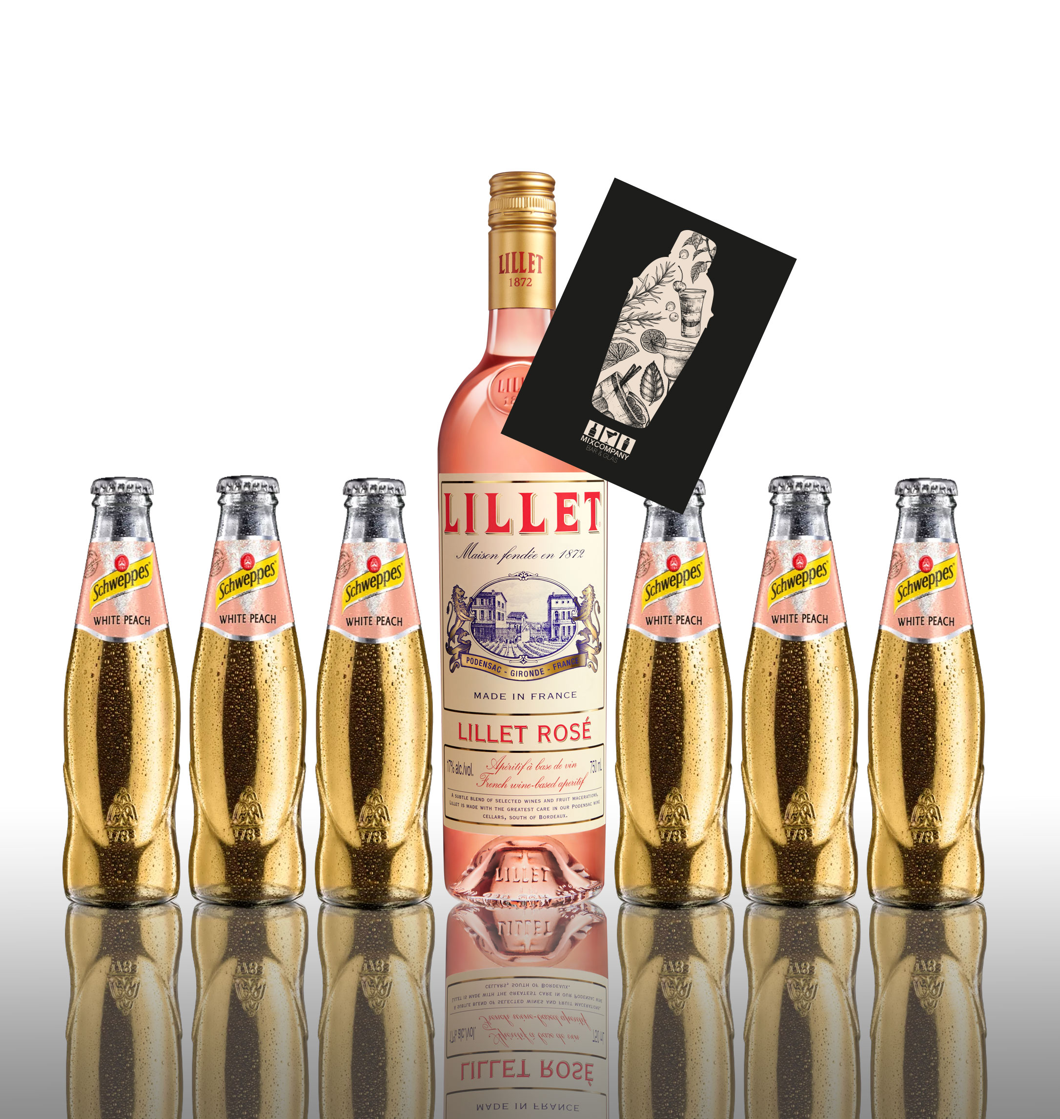 Lillet Rose Schweppes White Peach White Peach Sulfite] 12248 Drink- 6x Aperitif | Lillet [Enthält White Pfand (17% VOL) 0,75l MEHRWEG Peach Sommerdrink + Aperitif 0,2L inkl. Set