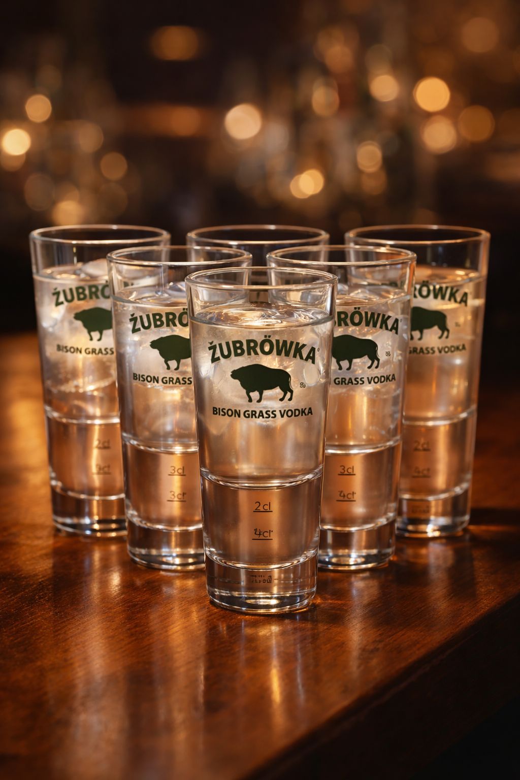 Żubrówka Bison Grass Vodka Longdrinkgläser – 6er Set | Original Markengläser | 2 cl / 4 cl geeicht | Ideal für Vodka & Longdrinks